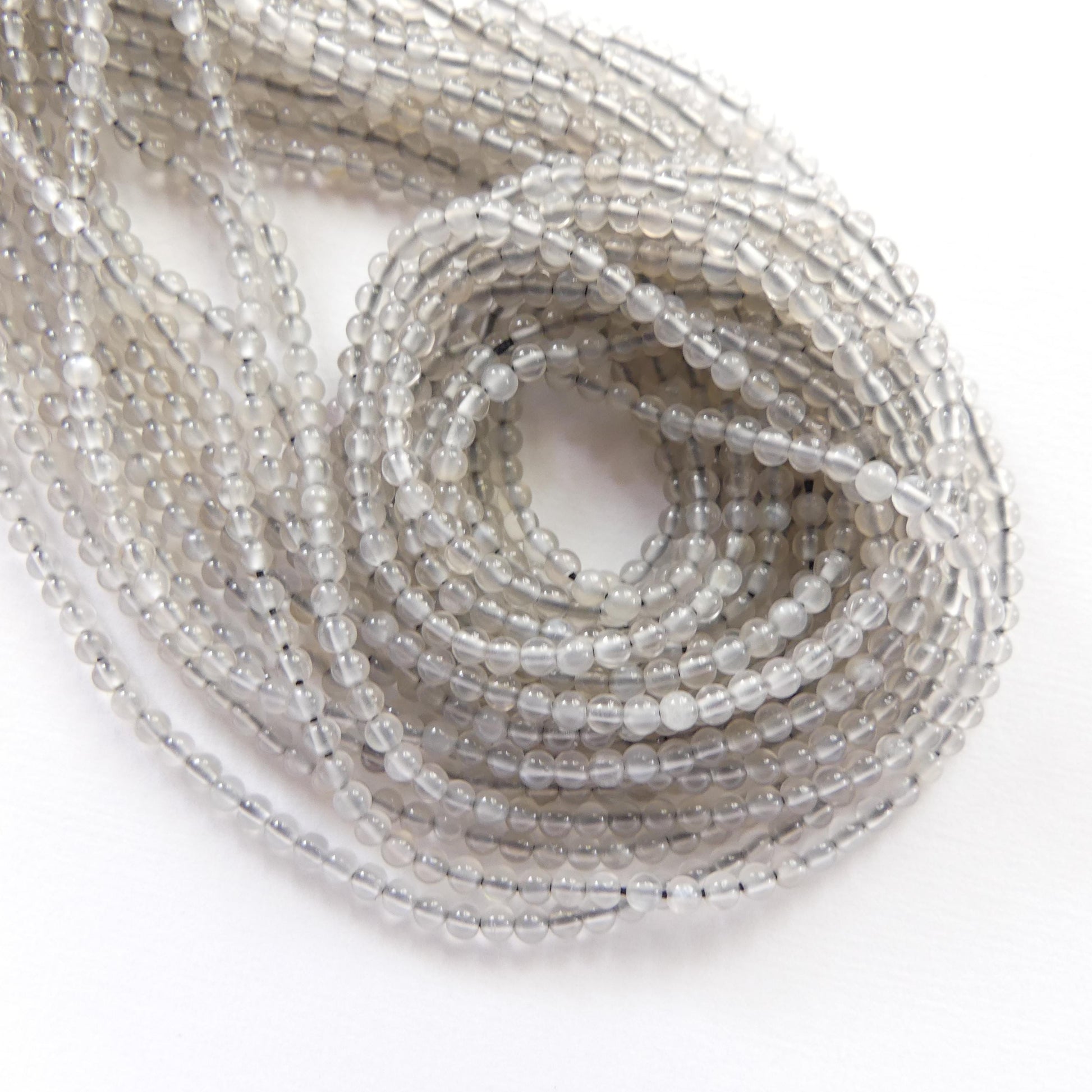 2mm Gray Moonstone Smooth Beads 15" Moonstone Gemstone Beads Beading Crafter Gift June Birthstone DIY Jewelry Fertility Stone