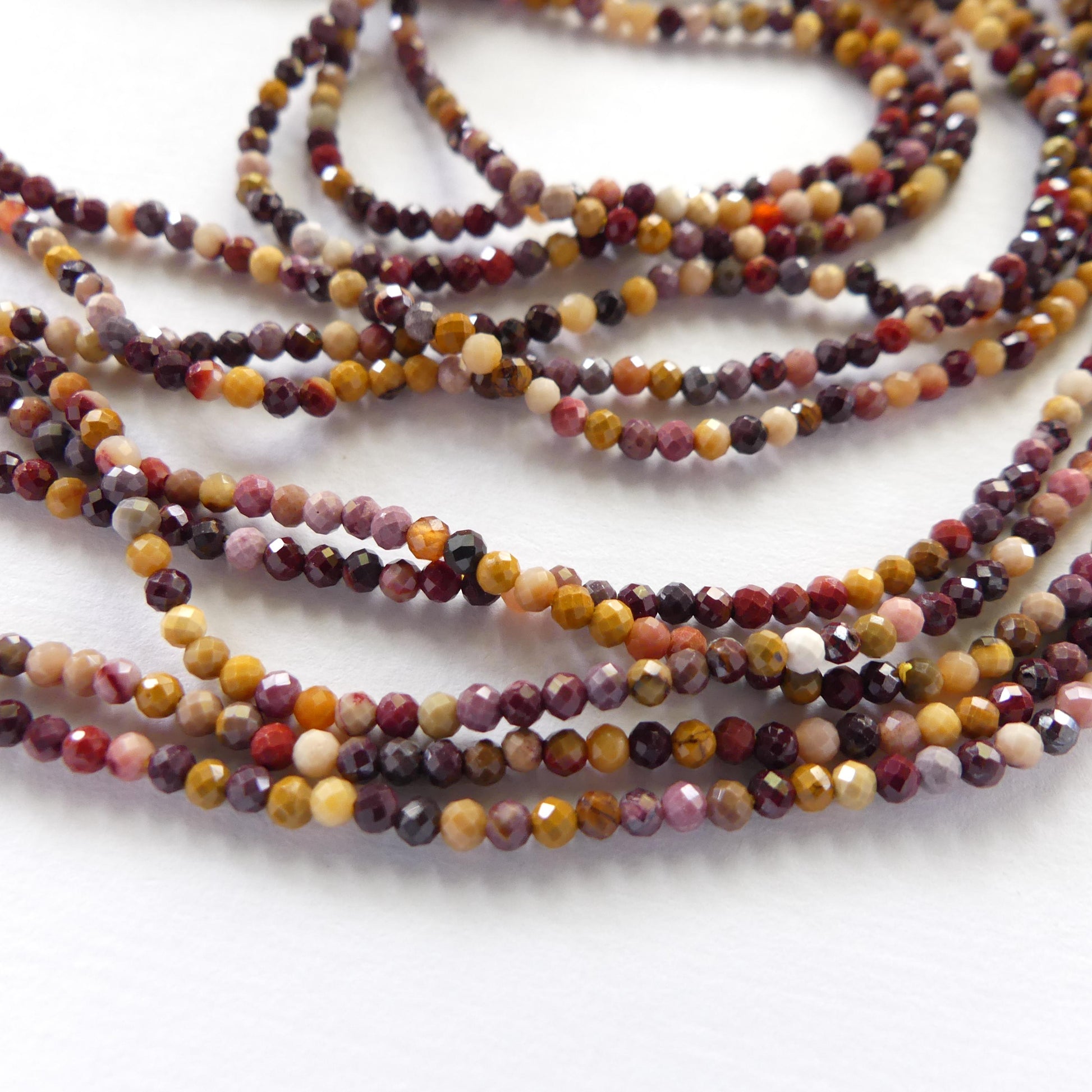 2mm Mookaite Jasper Beads Micro Faceted Genuine Small Earth Tone Jasper Beads 15" Gemstone Beads for Jewelry Making Beading Gift for Crafter