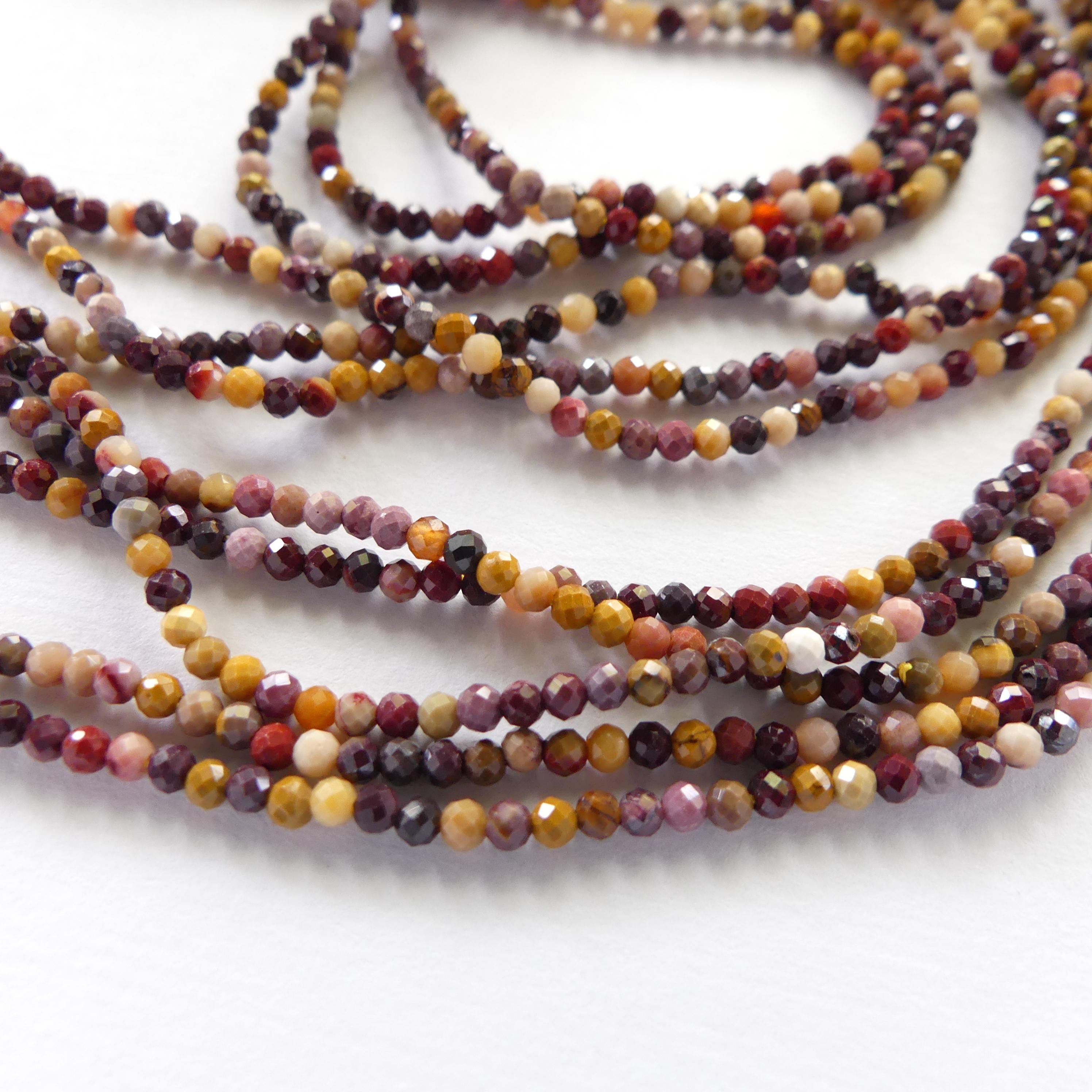 2mm Mookaite Jasper Beads Micro Faceted Genuine Small Earth Tone Jasper Beads 15" Gemstone Beads for Jewelry Making Beading Gift for Crafter