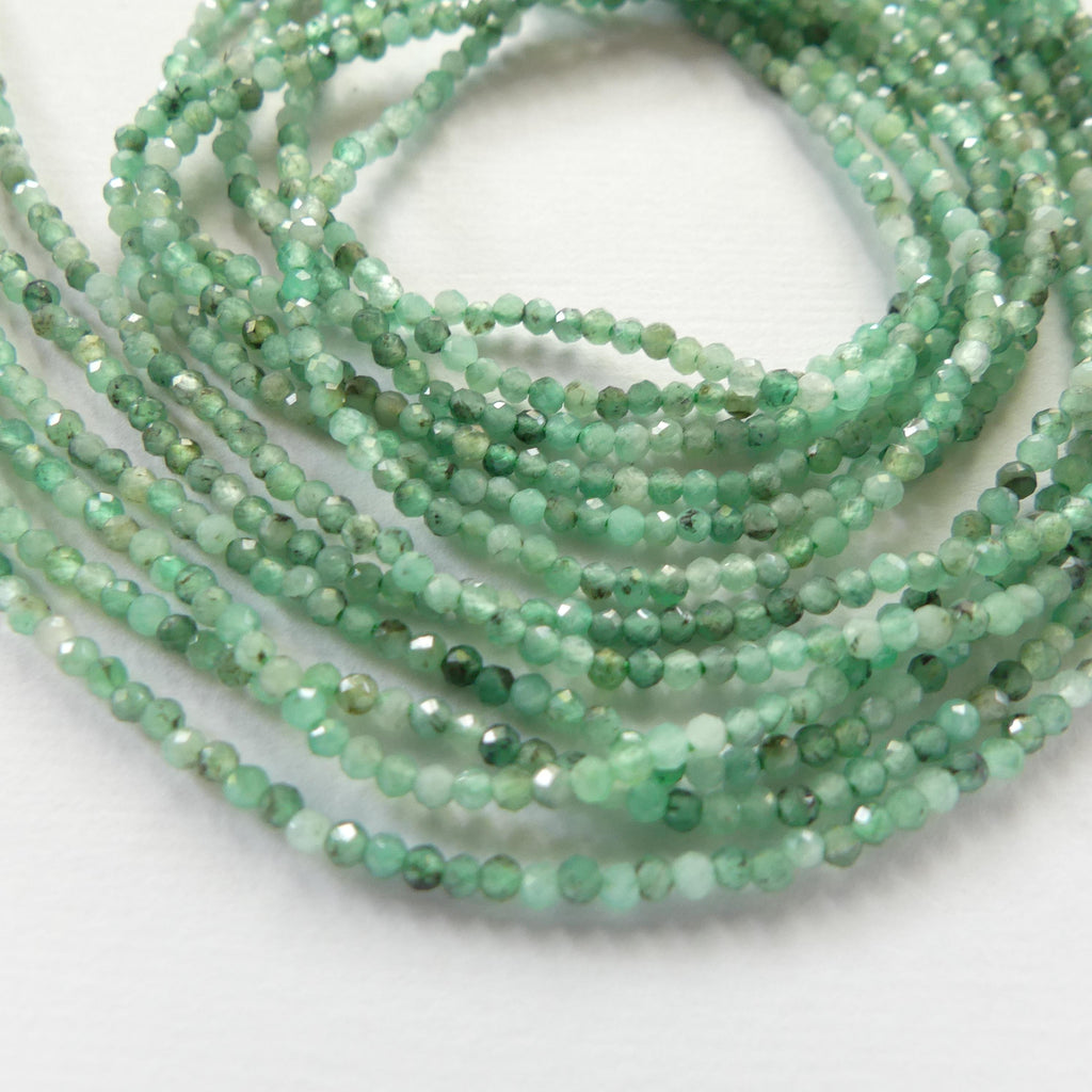 1.9mm AAA Natural Emerald Beads Micro Faceted 15" Raw Emerald Genuine Gemstone Beads Genuine Emerald for Jewelry Making Beading Craft Gift