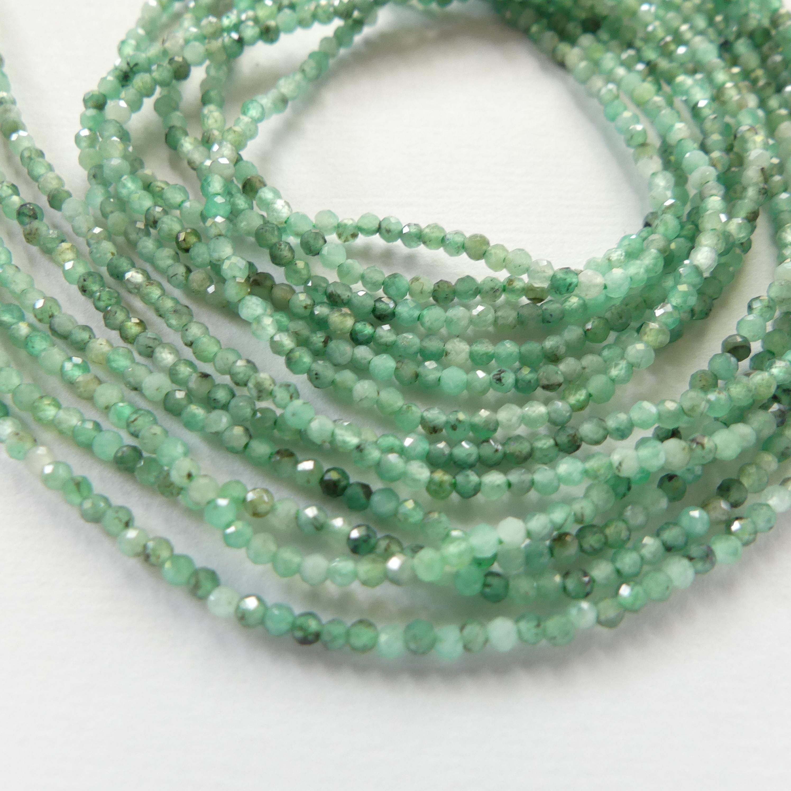 1.9mm AAA Natural Emerald Beads Micro Faceted 15" Raw Emerald Genuine Gemstone Beads Genuine Emerald for Jewelry Making Beading Craft Gift