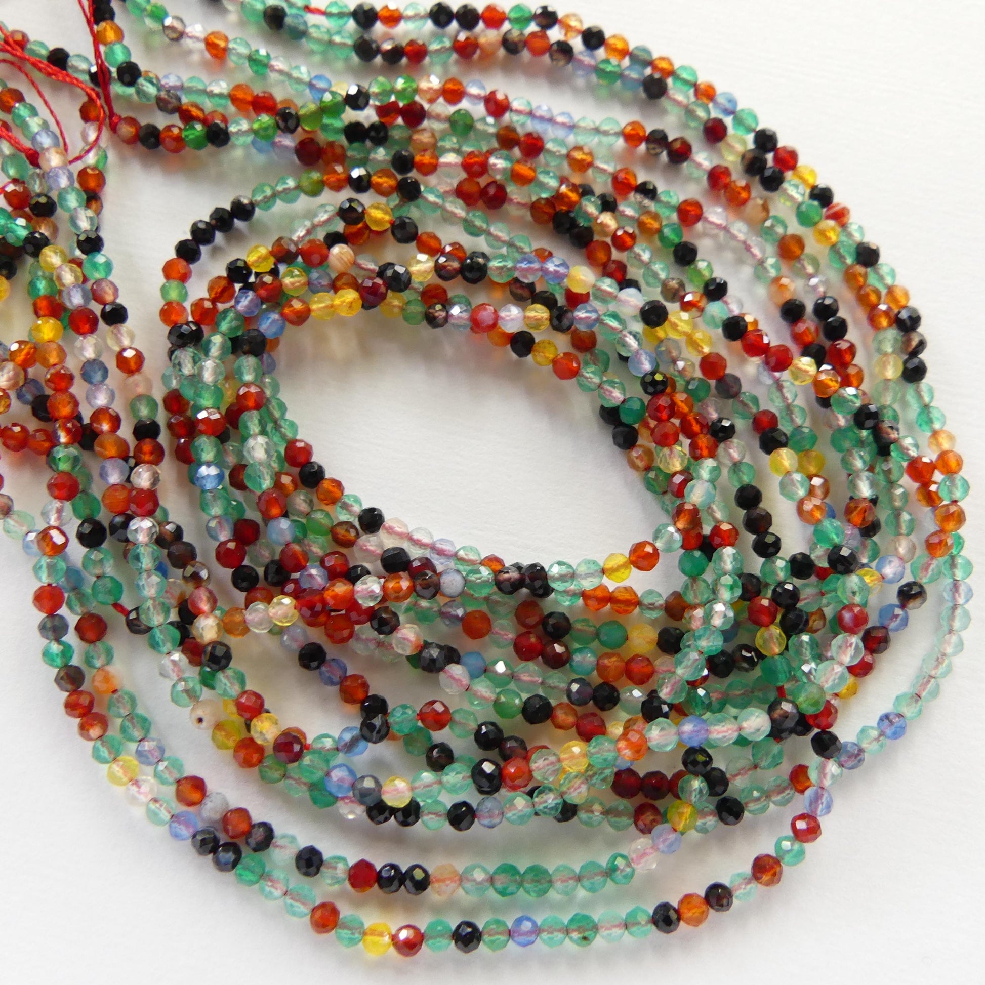 2mm Colorful Agate Micro Faceted Beads Genuine Agate Multi Color Beads 15" Sparkly Gemstone Beads for Jewelry Making