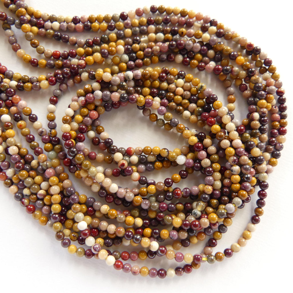 2mm Mookaite Jasper Beads Smooth Genuine Small Earth Tone Jasper Beads 15" Gemstone Beads for Jewelry Making Beading Gift for Crafter