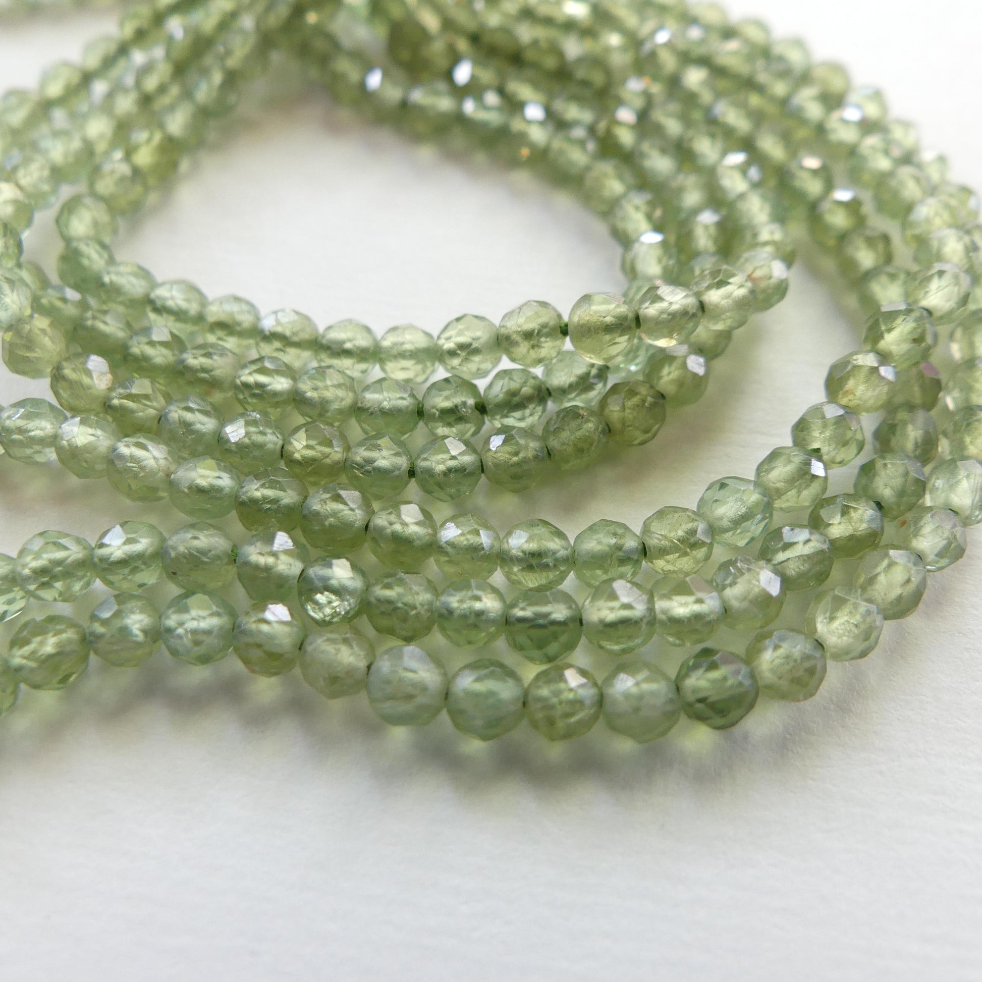 3mm Green Apatite Faceted Beads 12" Genuine Gemstone Beads for Jewelry Making Beading Craft Gift Beads