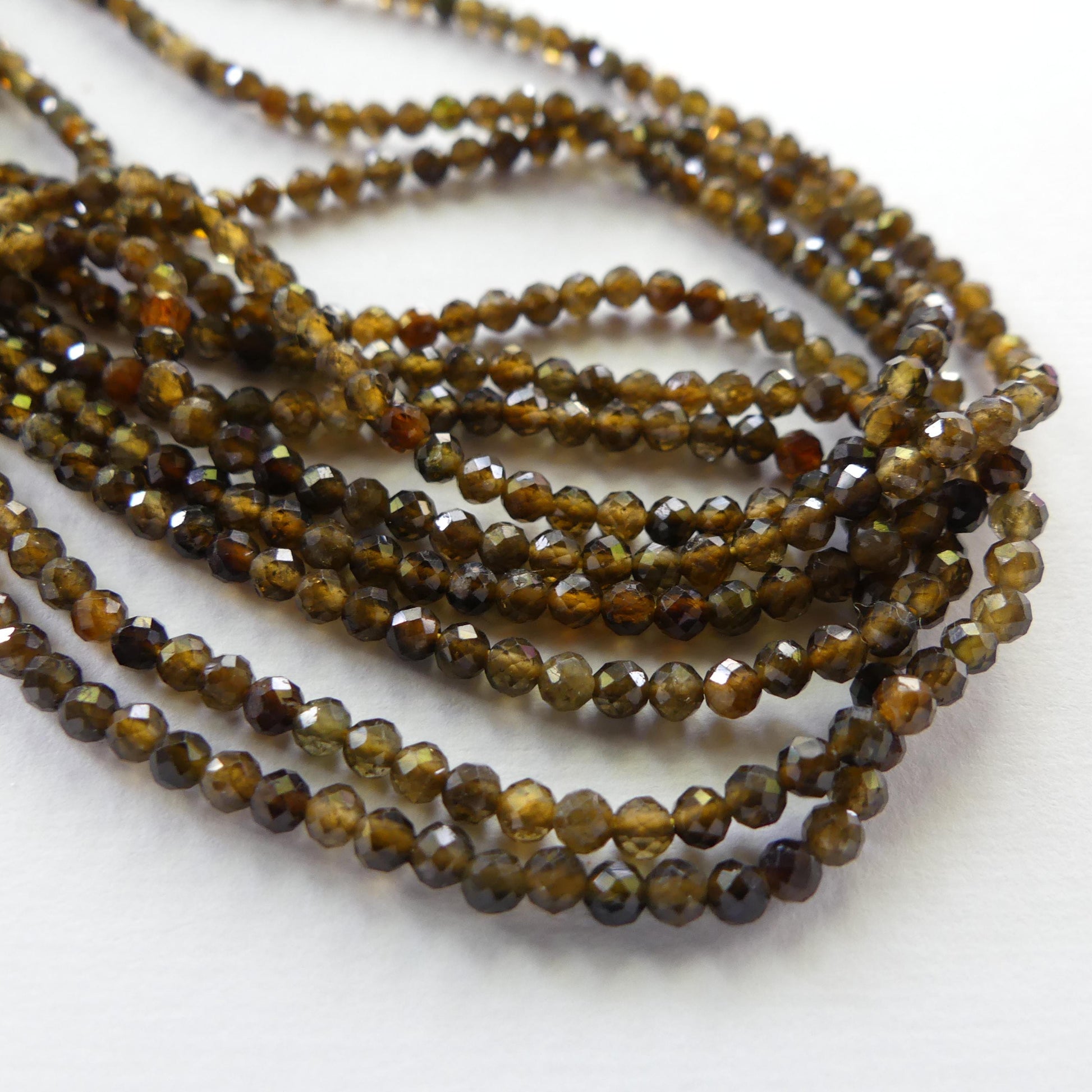 2.5mm Smoky Yellow Tourmaline Micro Faceted Beads 15" Brown Sparkly Gemstone Bead for Jewelry Making Beading Gift Crafter October Birthstone