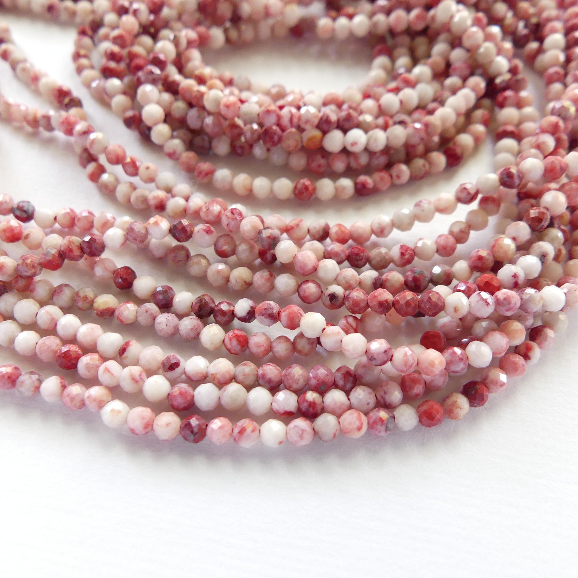 2mm Rare Cinnabrite Faceted Beads 15" Red Cinabar in Quartz Matrix Genuine Gemstone Beads for Jewelry Making Beading Craft Gift Beads