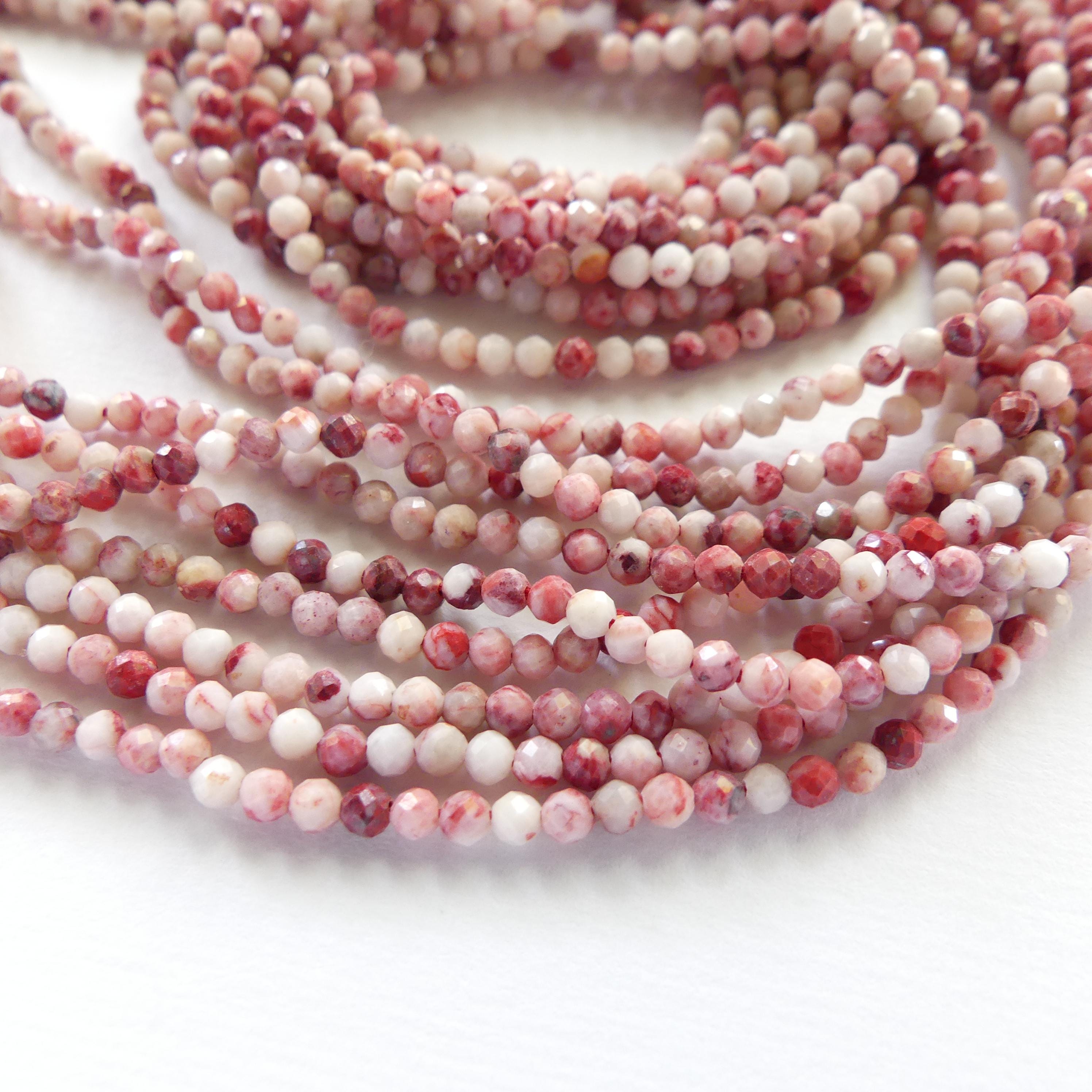 2mm Rare Cinnabrite Faceted Beads 15" Red Cinabar in Quartz Matrix Genuine Gemstone Beads for Jewelry Making Beading Craft Gift Beads