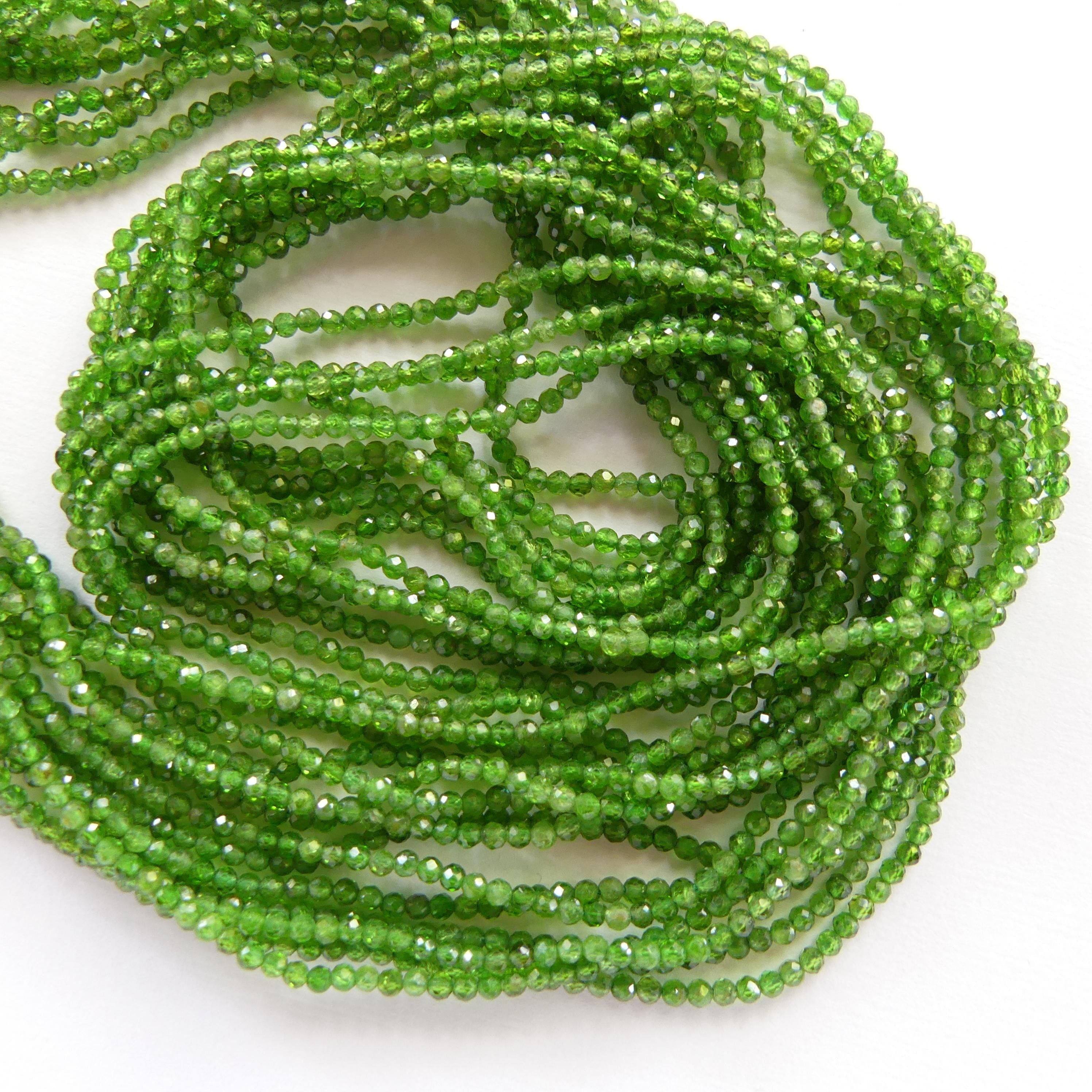 1.9mm AAA Chrome Diopside Faceted Beads Genuine Small Emerald Green Beads 15" Gemstone Beads for Jewelry Making