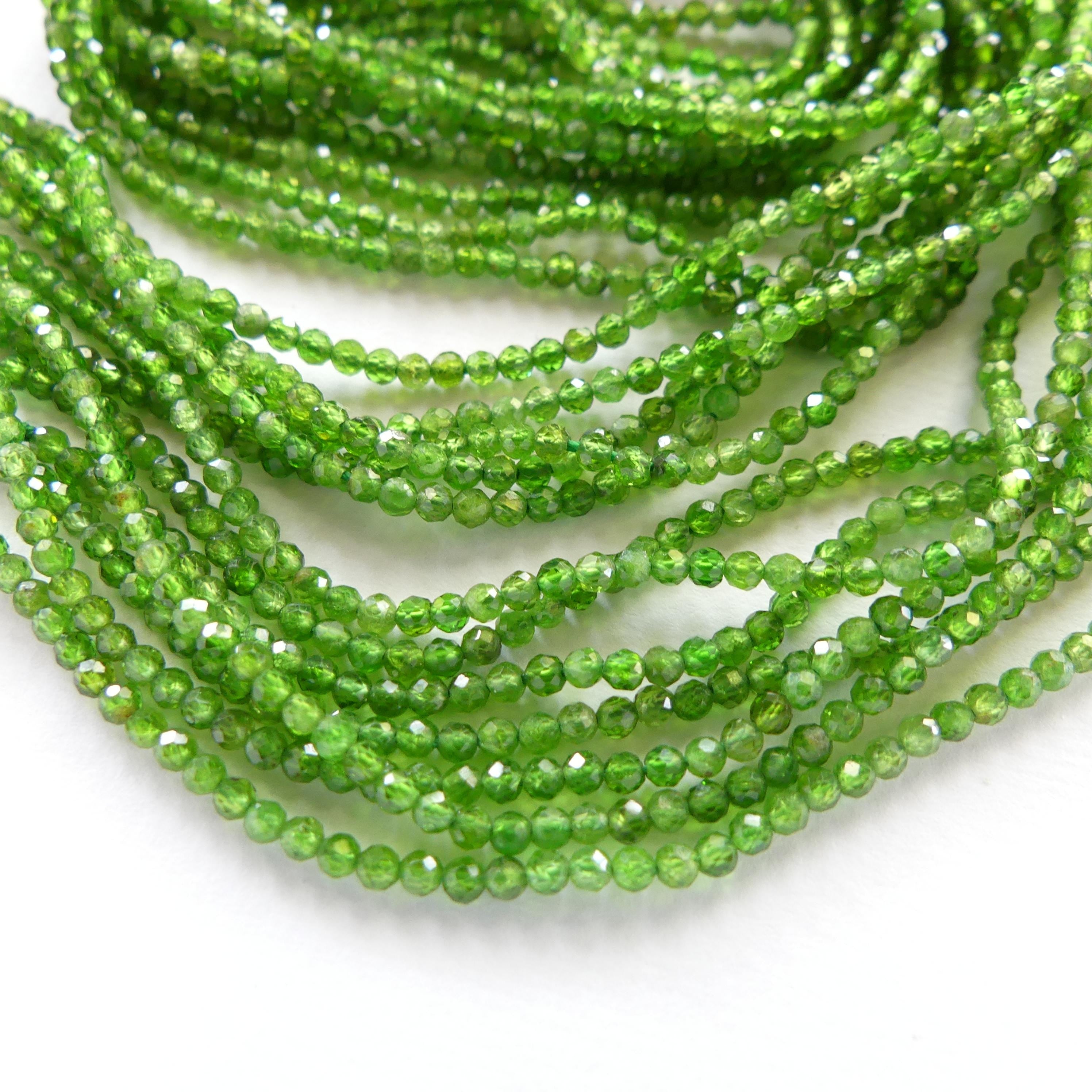 1.9mm AAA Chrome Diopside Faceted Beads Genuine Small Emerald Green Beads 15" Gemstone Beads for Jewelry Making