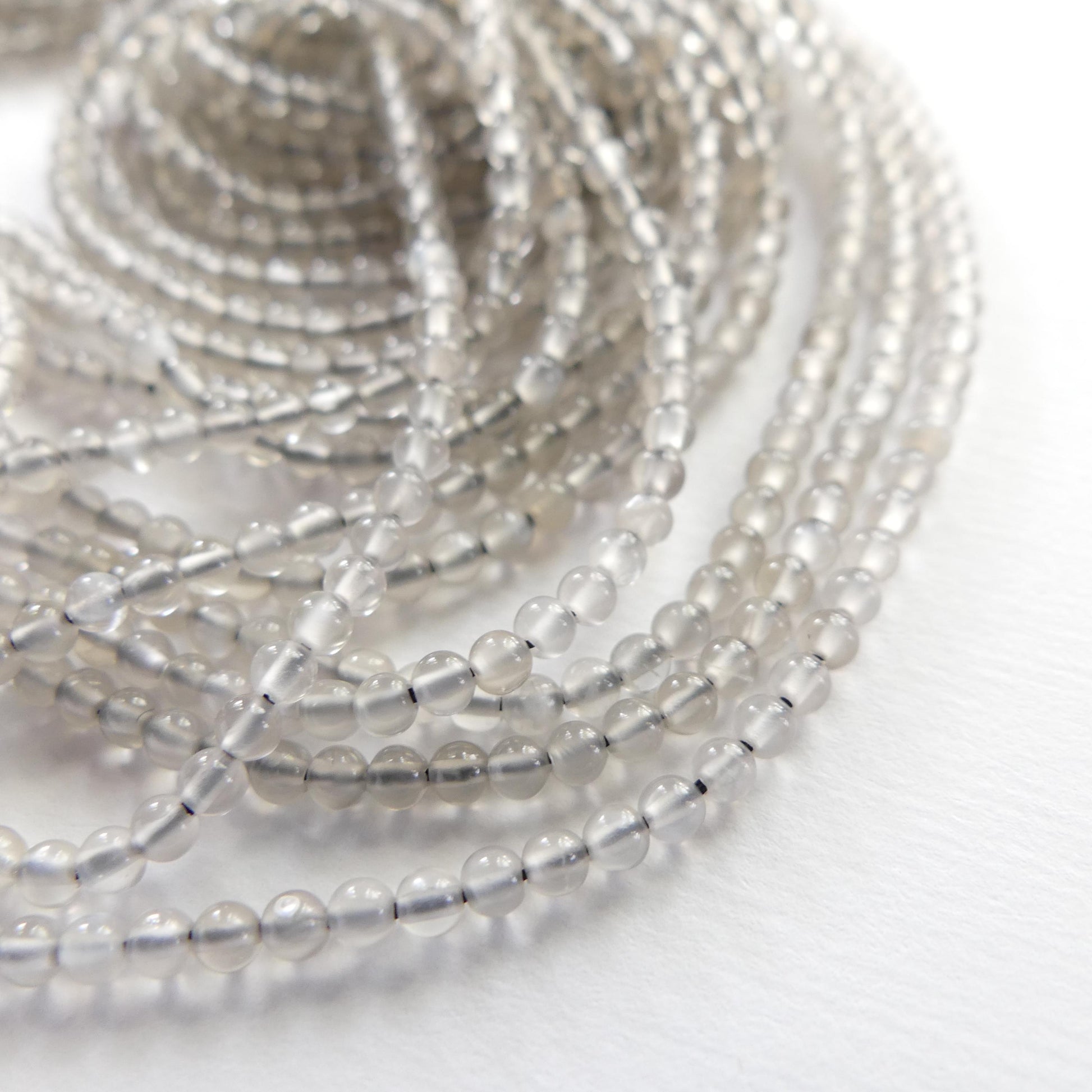 2mm Gray Moonstone Smooth Beads 15" Moonstone Gemstone Beads Beading Crafter Gift June Birthstone DIY Jewelry Fertility Stone