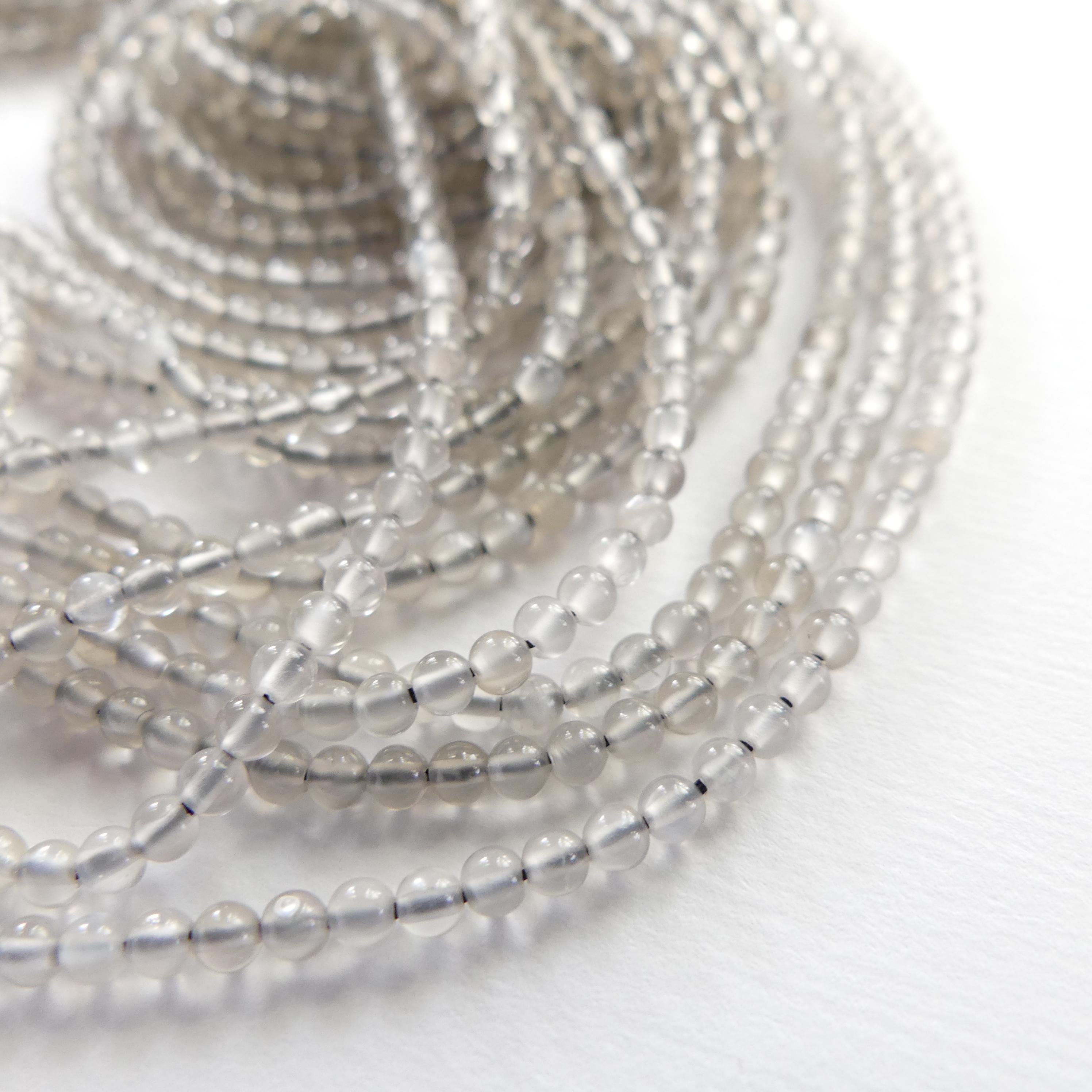 2mm Gray Moonstone Smooth Beads 15" Moonstone Gemstone Beads Beading Crafter Gift June Birthstone DIY Jewelry Fertility Stone