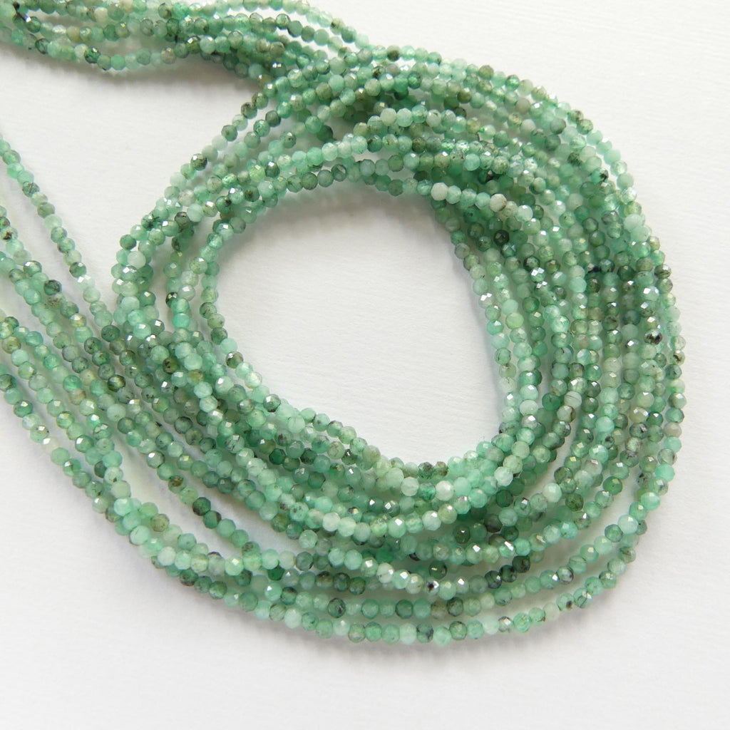 1.9mm AAA Natural Emerald Beads Micro Faceted 15" Raw Emerald Genuine Gemstone Beads Genuine Emerald for Jewelry Making Beading Craft Gift