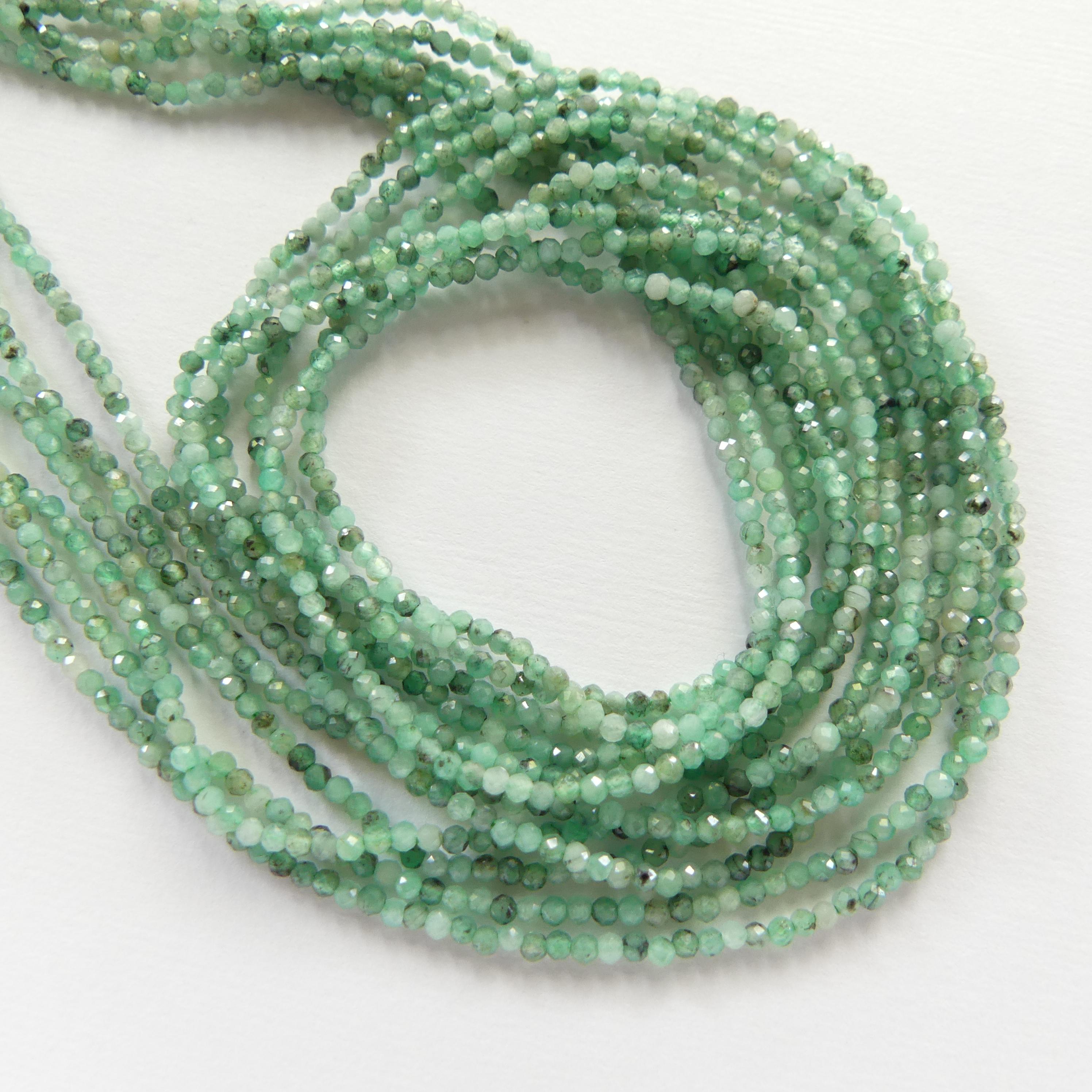 1.9mm AAA Natural Emerald Beads Micro Faceted 15" Raw Emerald Genuine Gemstone Beads Genuine Emerald for Jewelry Making Beading Craft Gift
