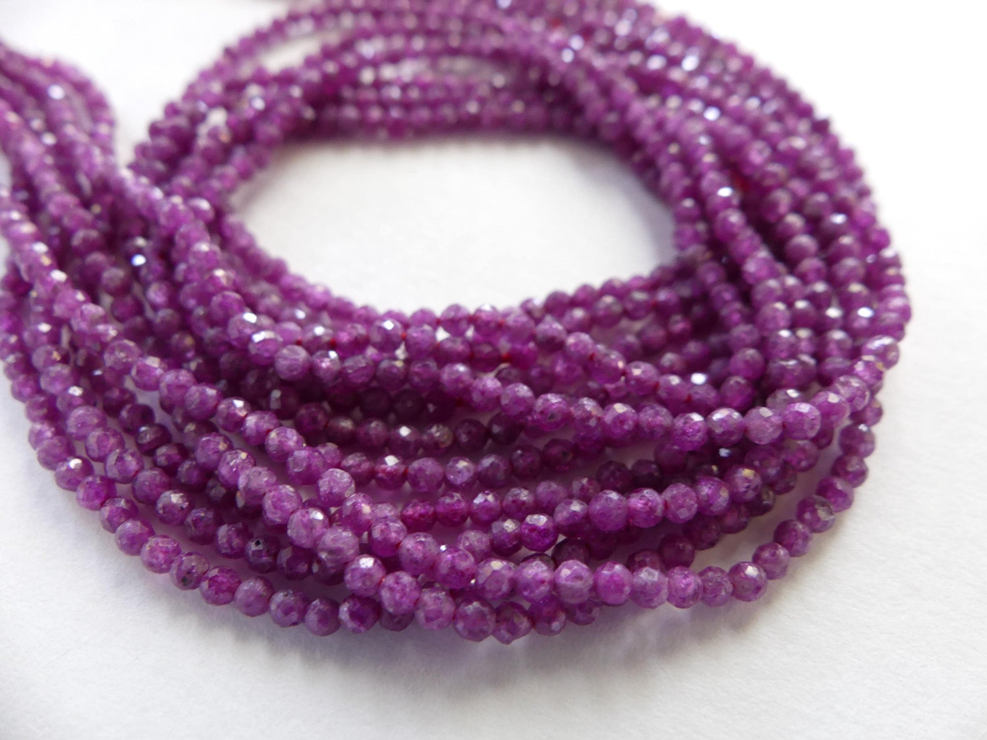 2mm AAA Ruby Beads Micro Faceted Beads 13" Natural Pink Purple Ruby Gemstone Beads Beading Crafter Gift July Birthstone DIY Jewelry