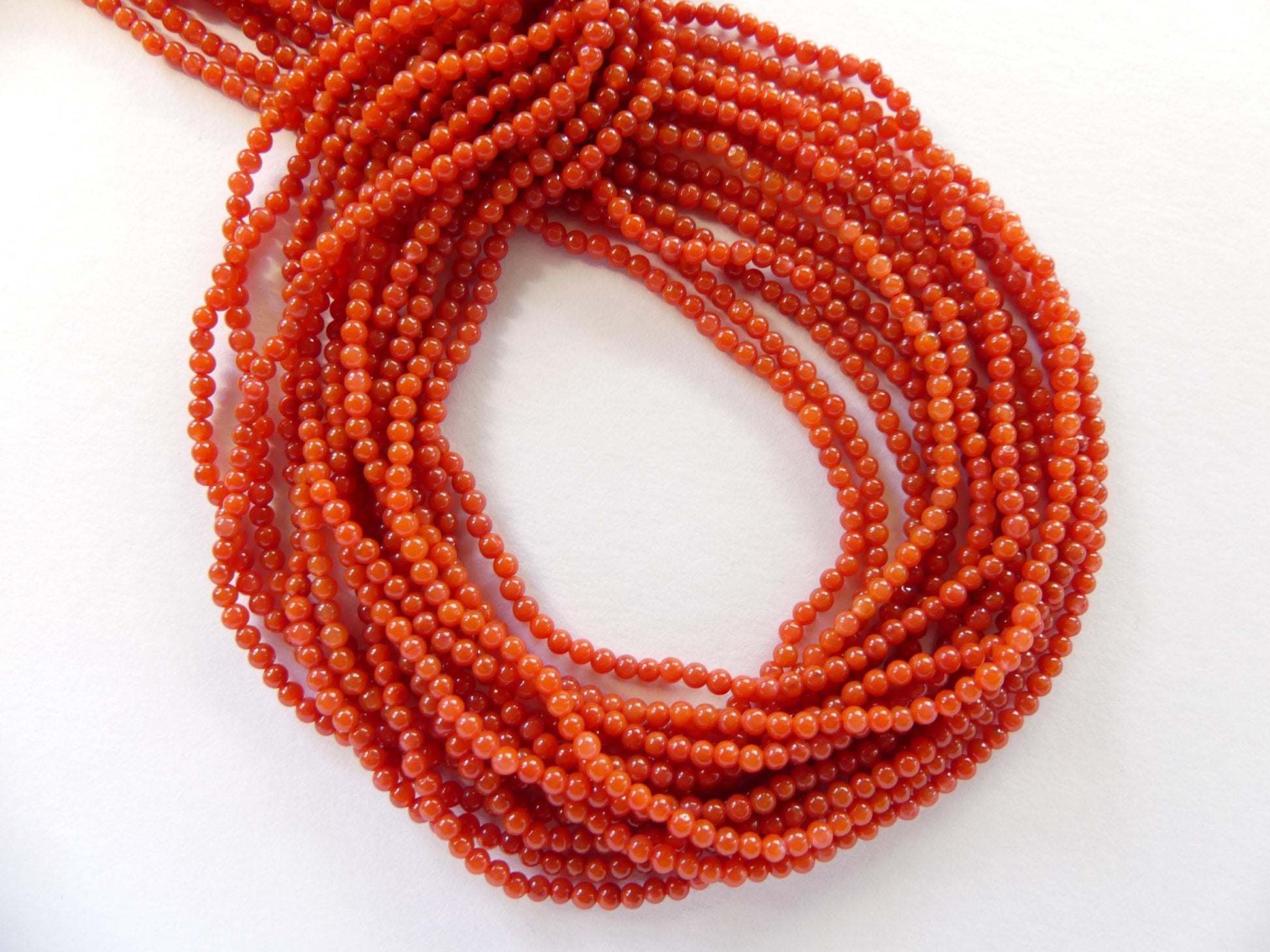 2mm Natural AAA Salmon Agate Smooth Beads 15" Genuine Gemstone Carnelian Beads Jewelry Making Beading Craft Gift Beads Self-Love Abundance