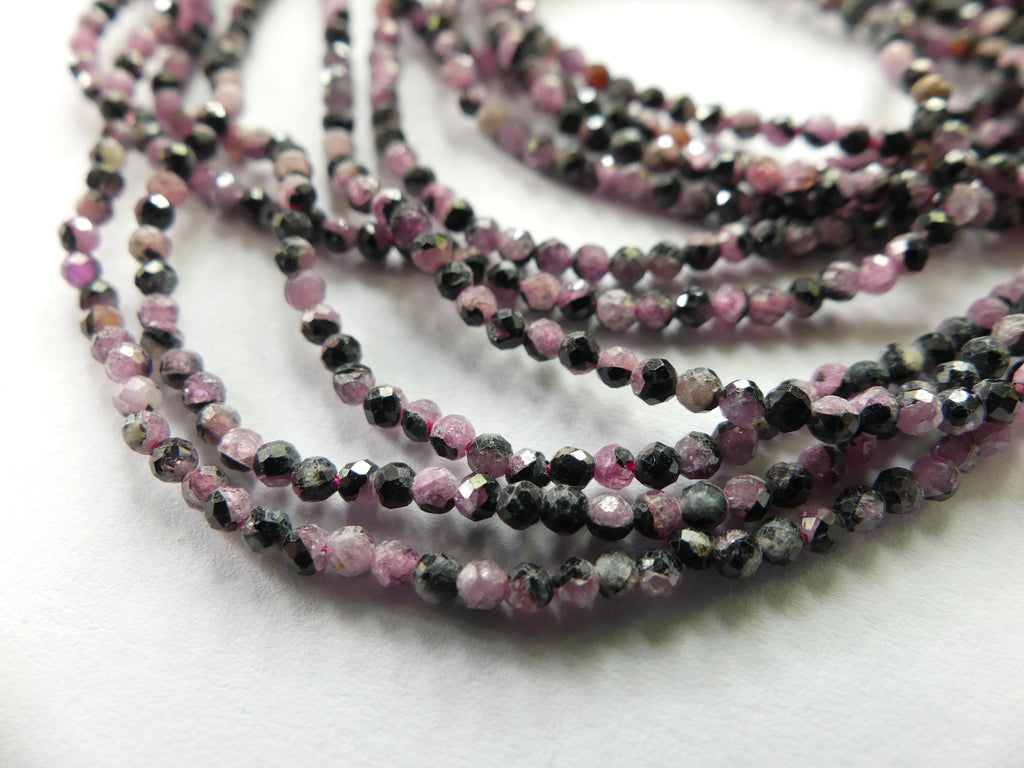 2mm Rare Ruby Beads with Black Matrix Micro Faceted Beads 15" Natural Gemstone Beads Seed Beading Crafter Gift July Birthstone DIY Jewelry