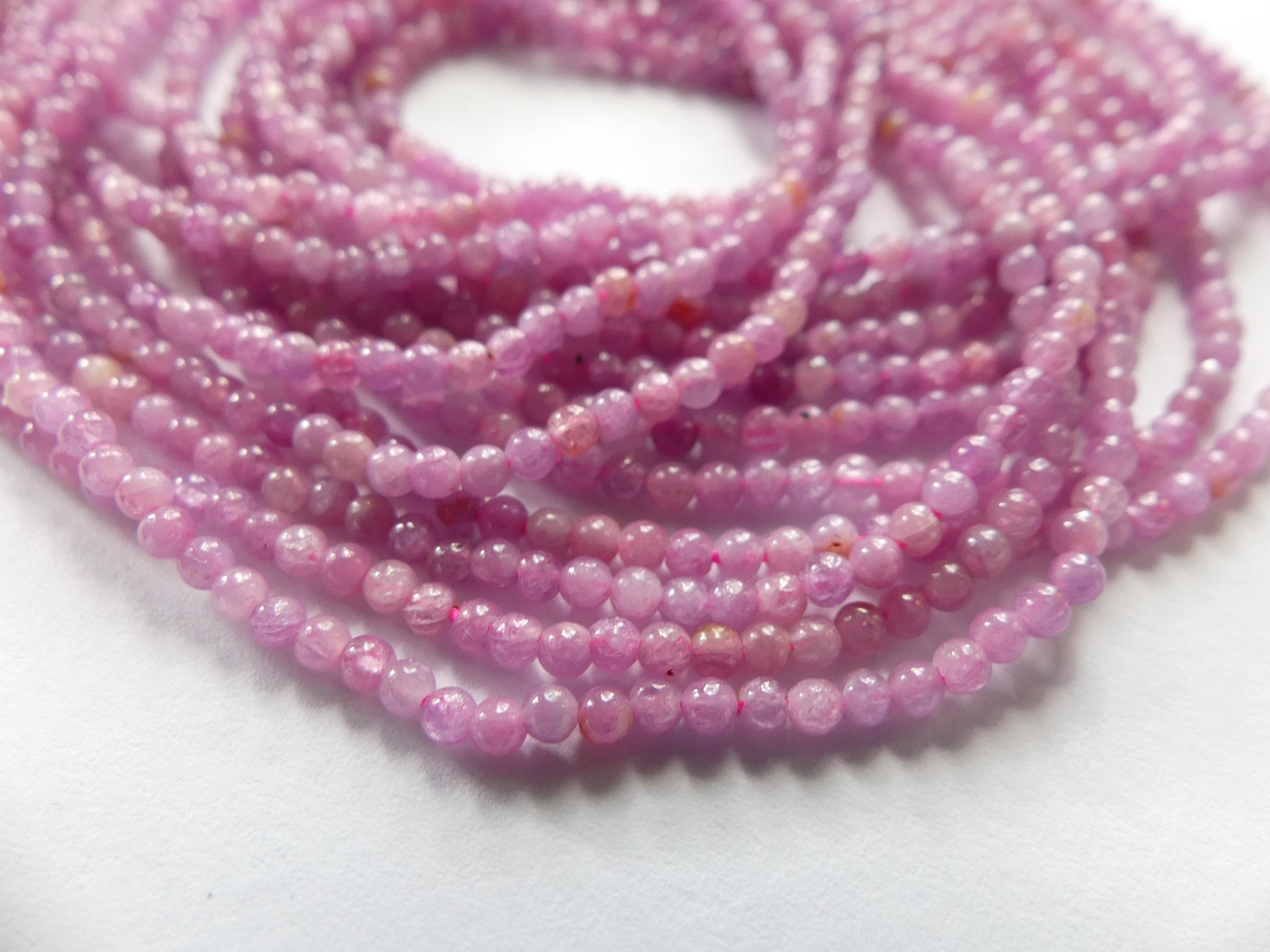 2mm Pink Ruby Beads Smooth 15" Natural Pink Ruby Smooth Beads Gemstone Beads Beading Crafter Gift July Birthstone DIY Jewelry Seed Beads