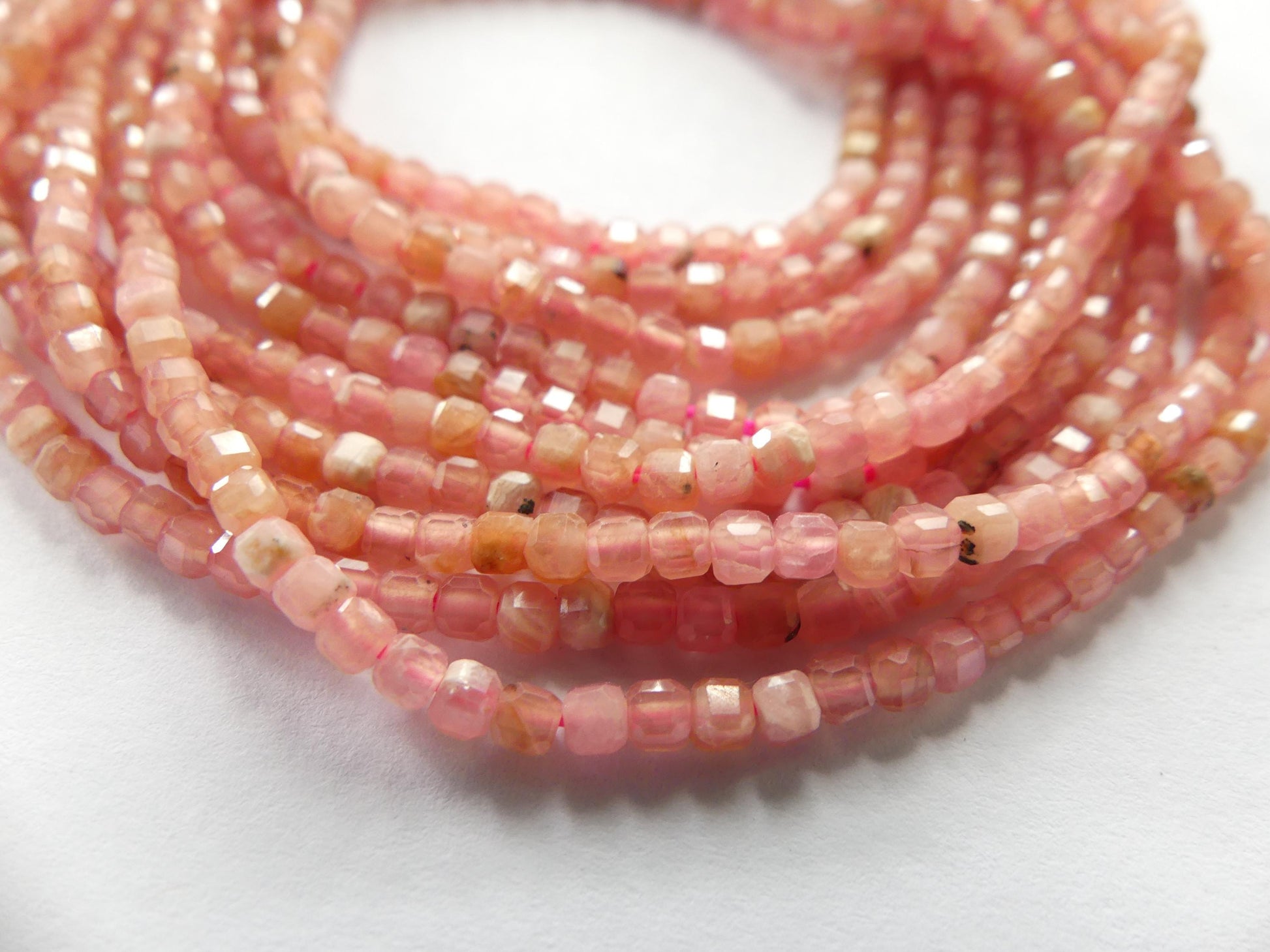 2mm Natural Rhodochrosite Cube Beads 15" Nude Pink Genuine Gemstone Beads Jewelry Making Beading Craft Gift Beads Self-Love Abundance