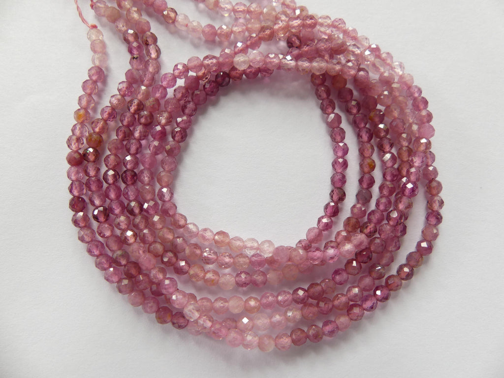3mm Ombre Pink Tourmaline Faceted Beads 15" Sparkly Gemstone Beads for Jewelry Making Beading Gift October Birthstone Seed Beads