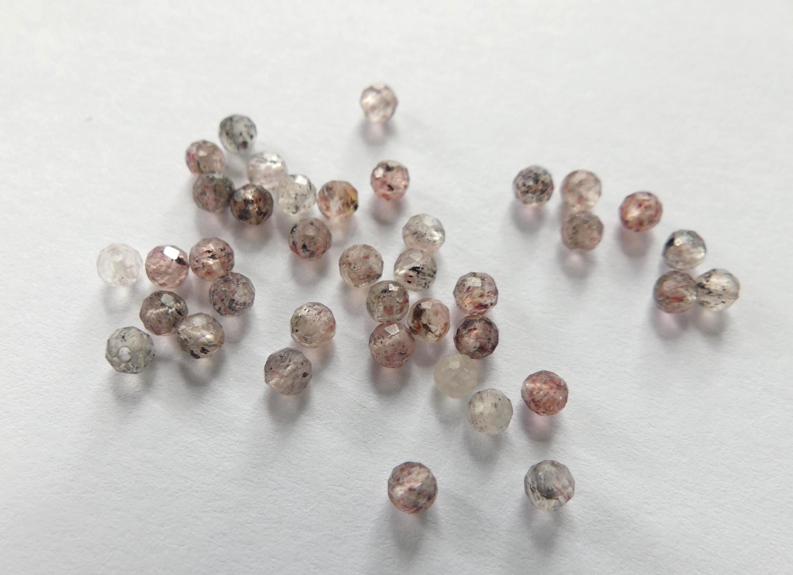3mm Strawberry Quartz Micro Faceted Cube Beads Genuine Quartz Beads 15" Sparkly Gemstone Beads for Jewelry Making Seed Beads