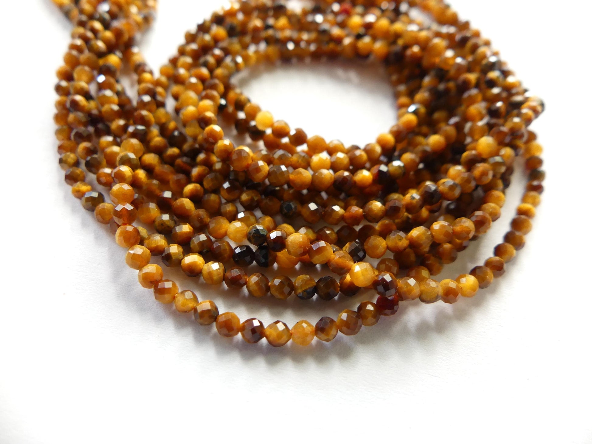 2mm Tigers Eye Beads Faceted Tiger Eye Genuine Tiny Beads 15" Gemstone Beads for Jewelry Making Beading Craft Gift Seed Beads Brown