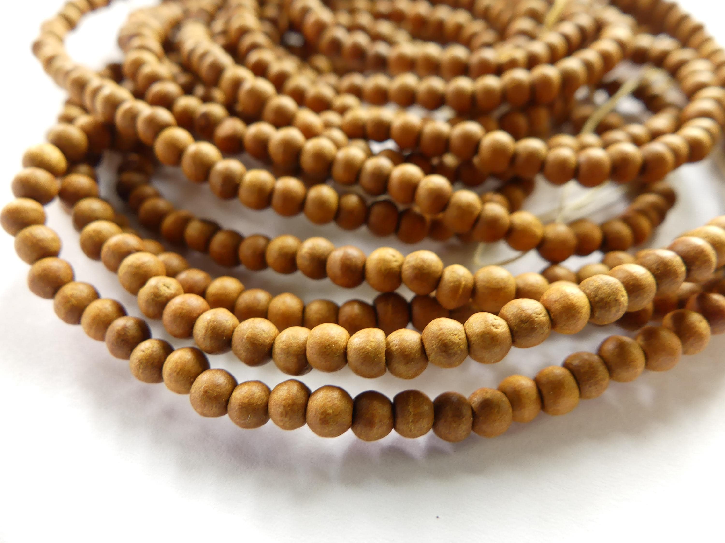 3mm Sandalwood Beads Natural Wood 21" Premium Hand Carved Beads Aromatic for Jewelry Making Beading Craft Gift Healing Aroma