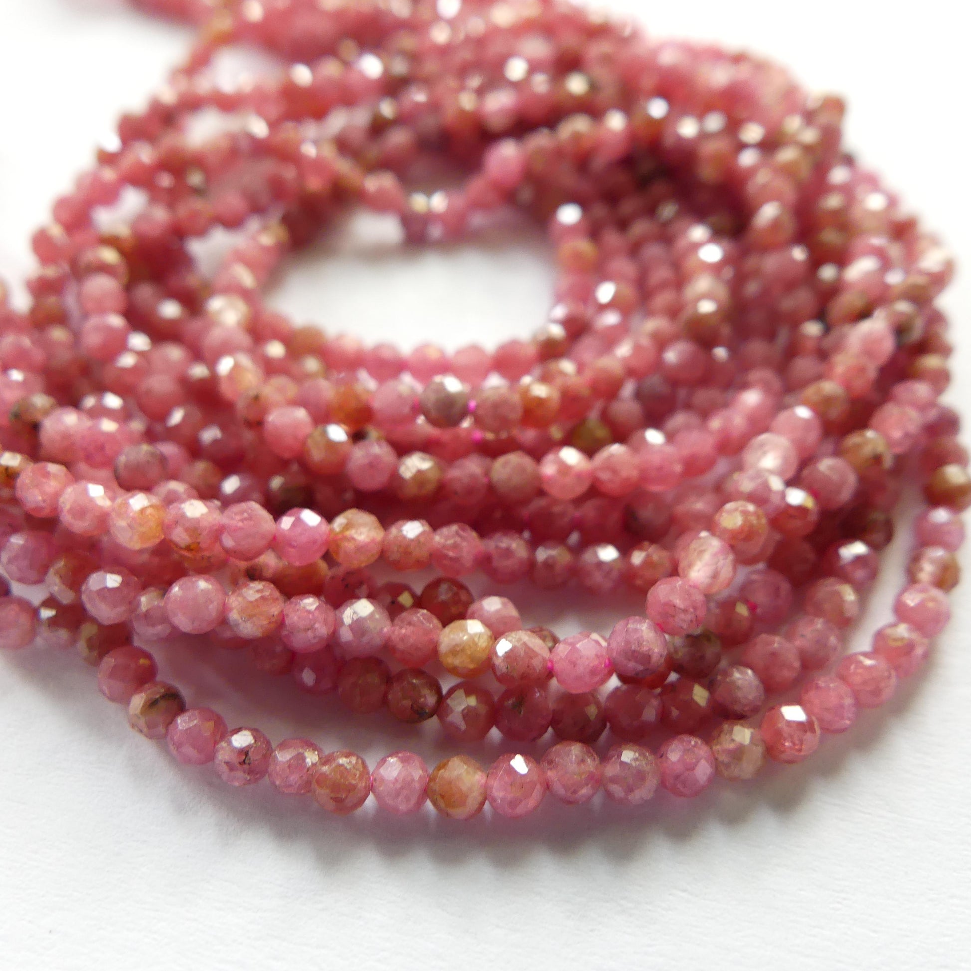 2mm Norwegian Thulite Beads Faceted Genuine Tiny Beads 15" Pink Gemstone Beads for Jewelry Making Beading Craft Gift Seed Beads