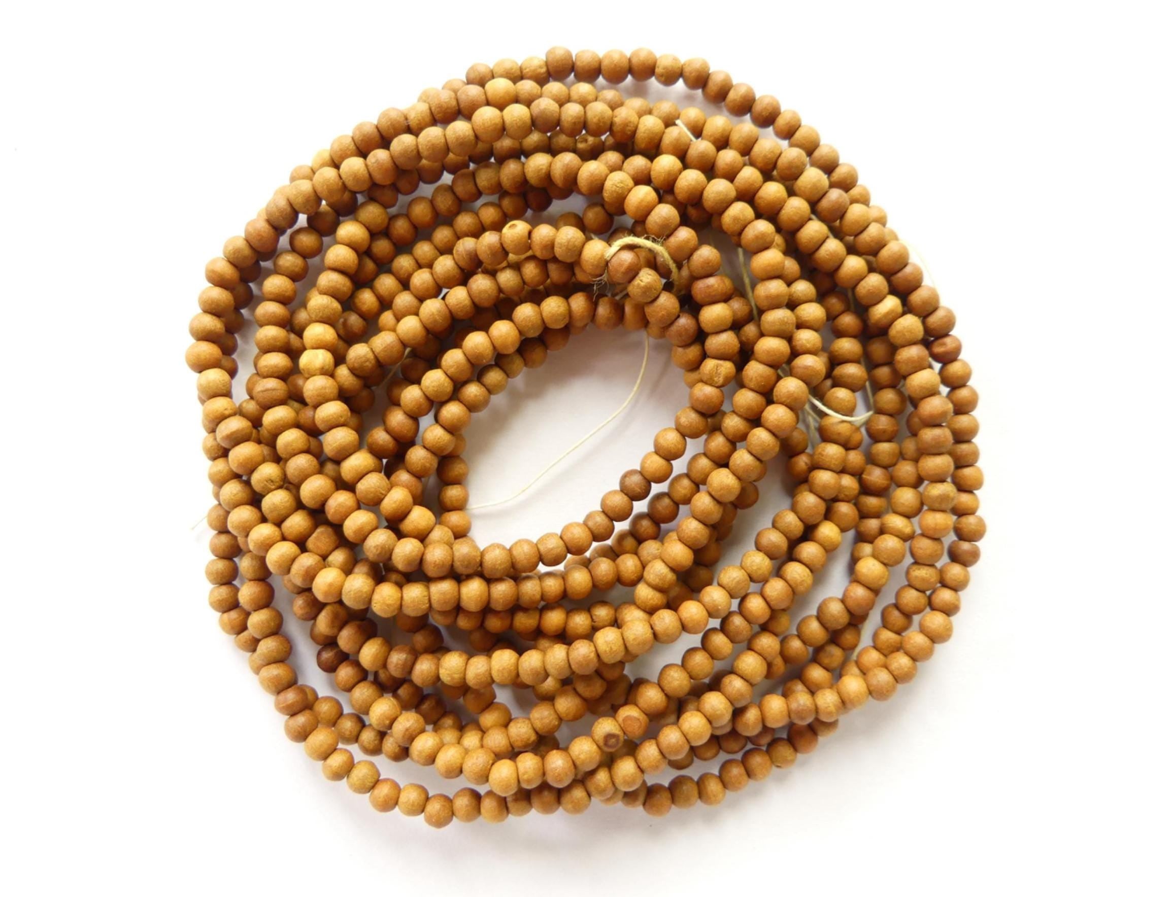 3mm Sandalwood Beads Natural Wood 21" Premium Hand Carved Beads Aromatic for Jewelry Making Beading Craft Gift Healing Aroma