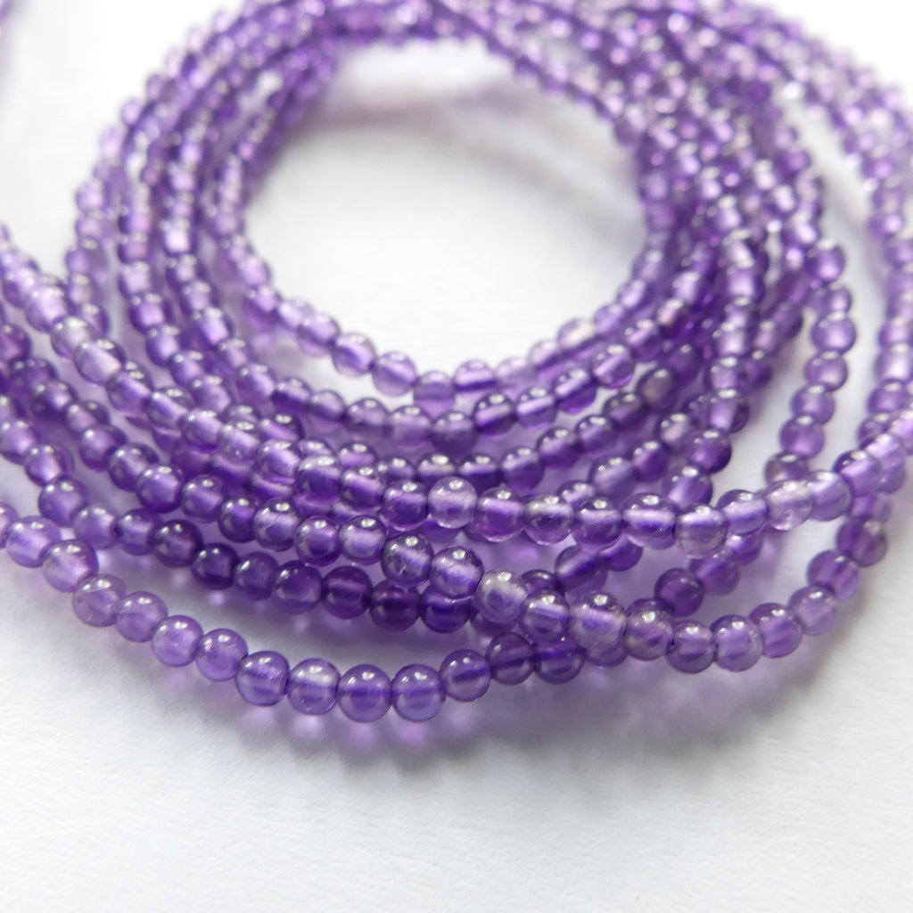 2mm AAA Amethyst Beads Smooth Beads 15.5" Purple Natural Amethyst Gemstone Beads Beading Crafter Gift February Birthstone