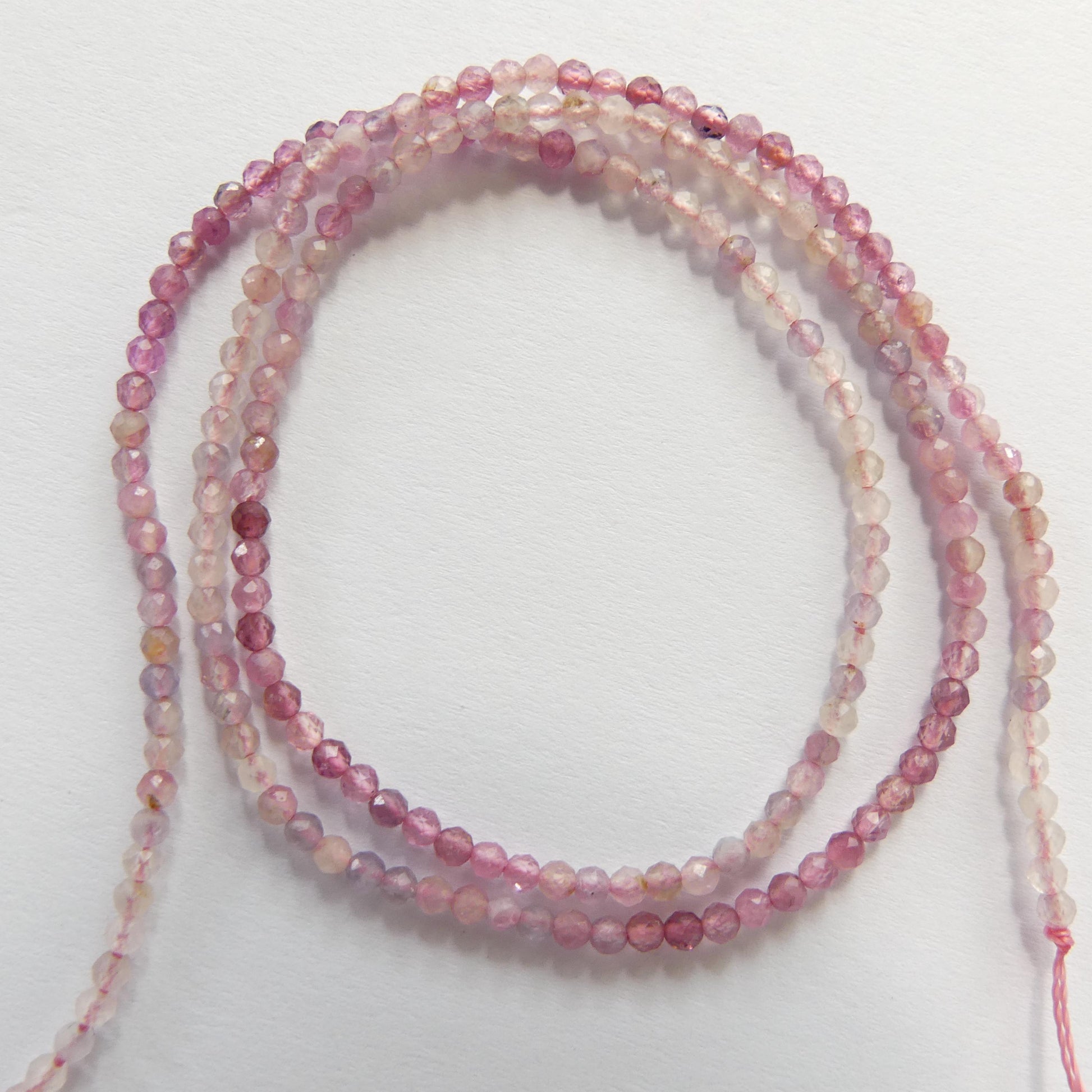 2mm Ombre Pink Tourmaline Micro Faceted Beads 15" Transparent Sparkly Gemstone Beads for Jewelry Making Beading Gift October Birthstone