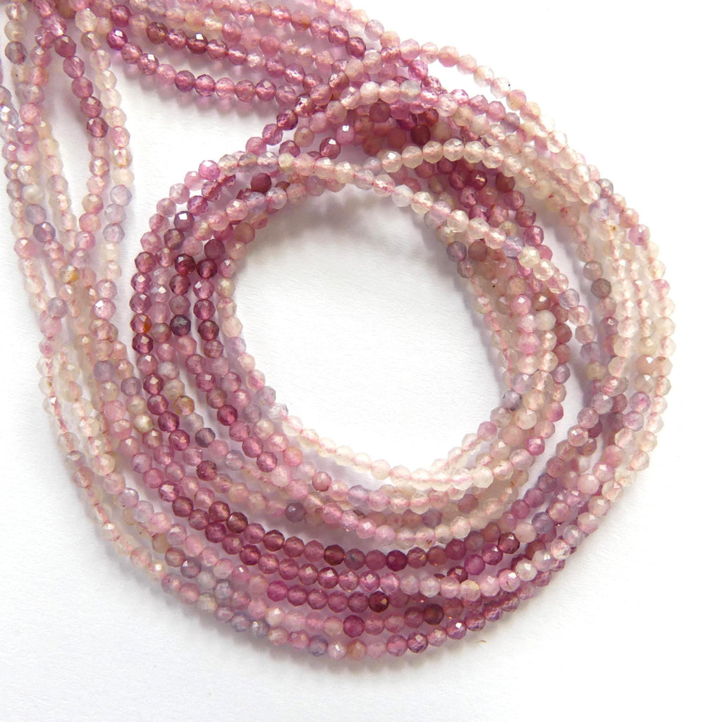 2mm Ombre Pink Tourmaline Micro Faceted Beads 15" Transparent Sparkly Gemstone Beads for Jewelry Making Beading Gift October Birthstone