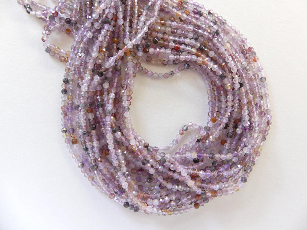 2mm Auralite 23 Cacoxenite Micro Faceted Beads Super Seven 7 Genuine Beads 15" Sparkly Gemstone Melody Stone Beads Beading Crafter Gift