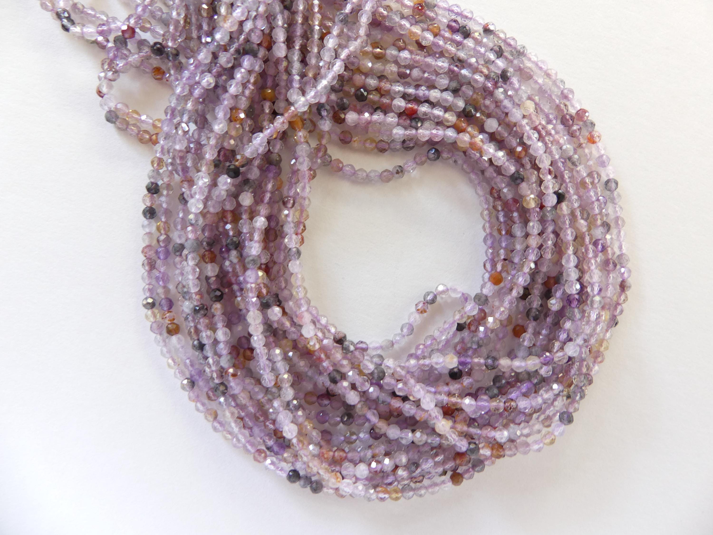 2mm Auralite 23 Cacoxenite Micro Faceted Beads Super Seven 7 Genuine Beads 15" Sparkly Gemstone Melody Stone Beads Beading Crafter Gift