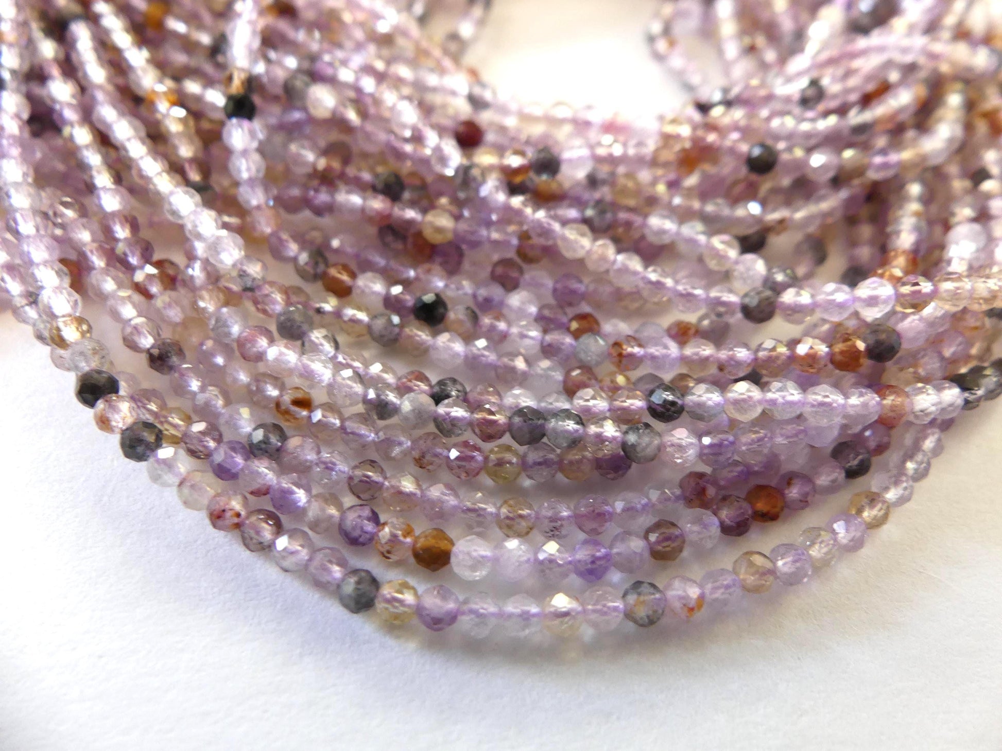 2mm Auralite 23 Cacoxenite Micro Faceted Beads Super Seven 7 Genuine Beads 15" Sparkly Gemstone Melody Stone Beads Beading Crafter Gift
