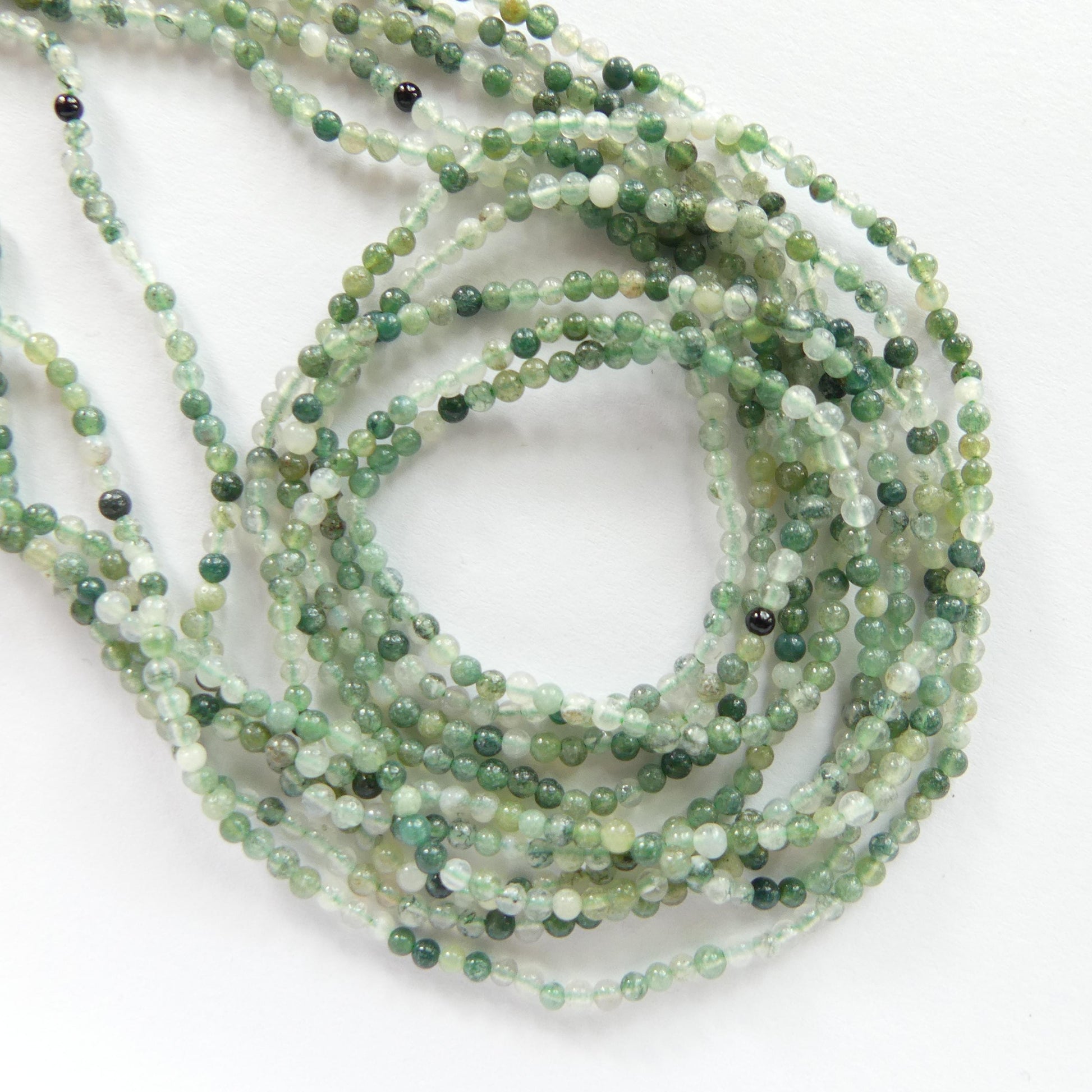 2mm Moss Agate Smooth Beads Tiny Genuine Agate Green Beads 15" Green Gemstone Beads for Jewelry Making Beading Gift