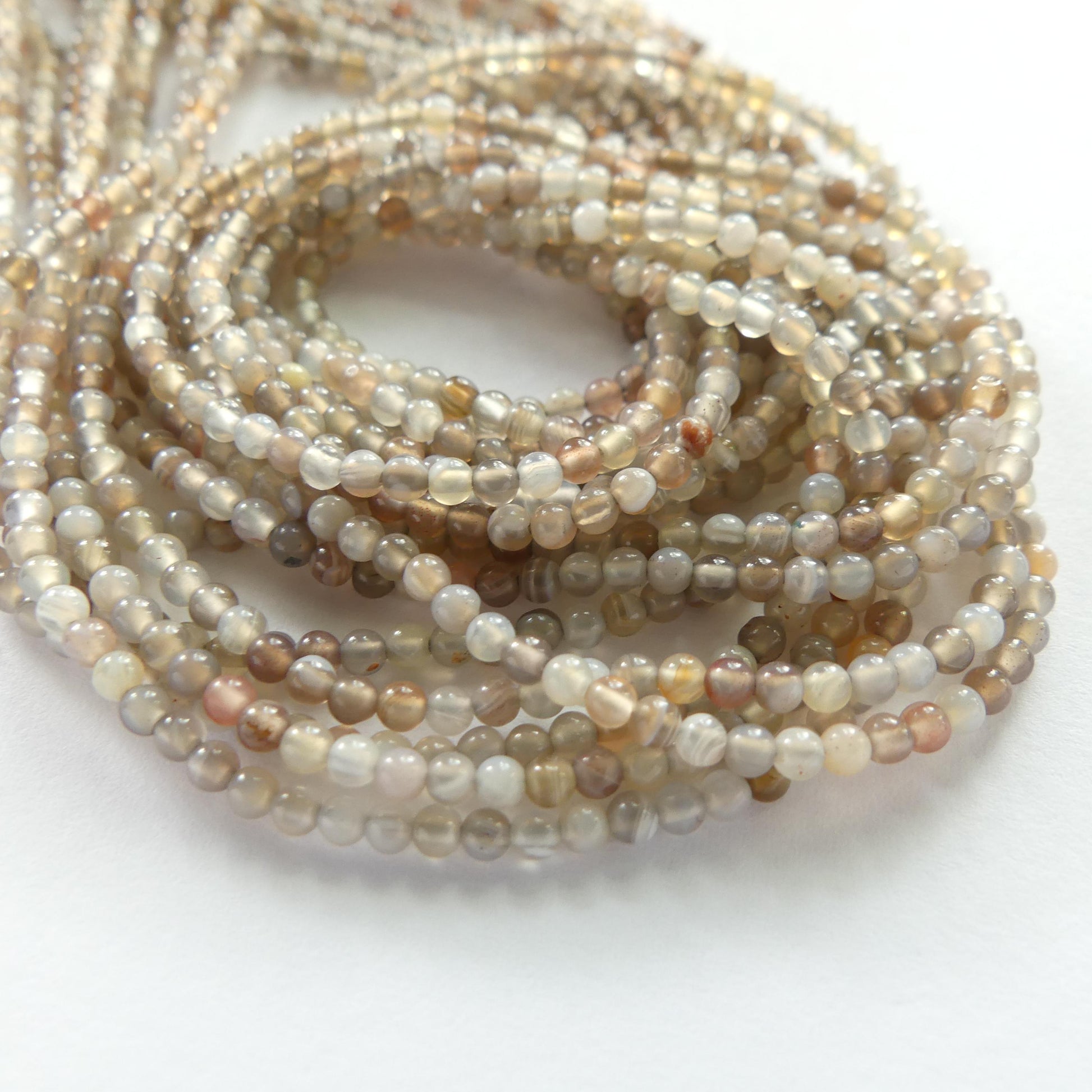2mm Botswana Agate Smooth Beads Genuine Tiny Agate Beads 15" Gemstone Beads for Jewelry Making Beading Gift for crafter