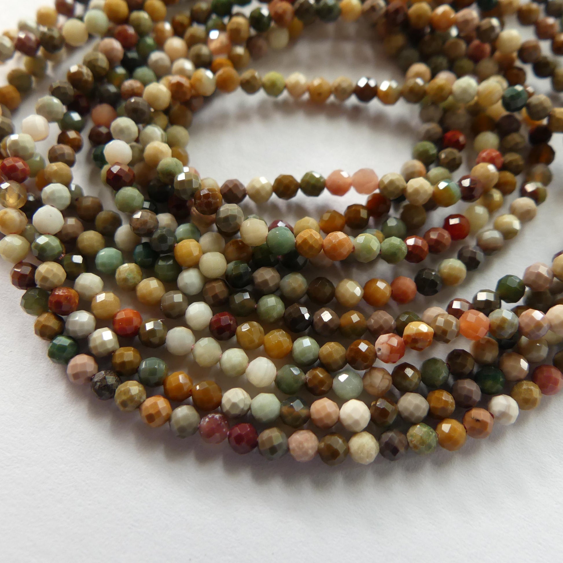 2.5mm Ocean Jasper Faceted Beads Genuine Small Tiny Fancy Jasper Beads 15" Gemstone Beads for Jewelry Making Beading Gift Crafter