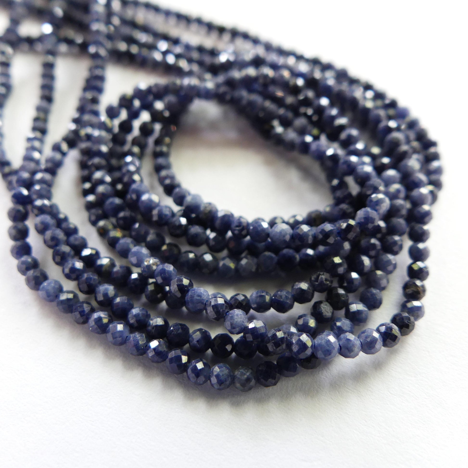 2mm Natural Raw Sapphire Beads Micro Faceted 15" Genuine Gemstone Beads Jewelry Making Beading Craft Gift September Birthstone