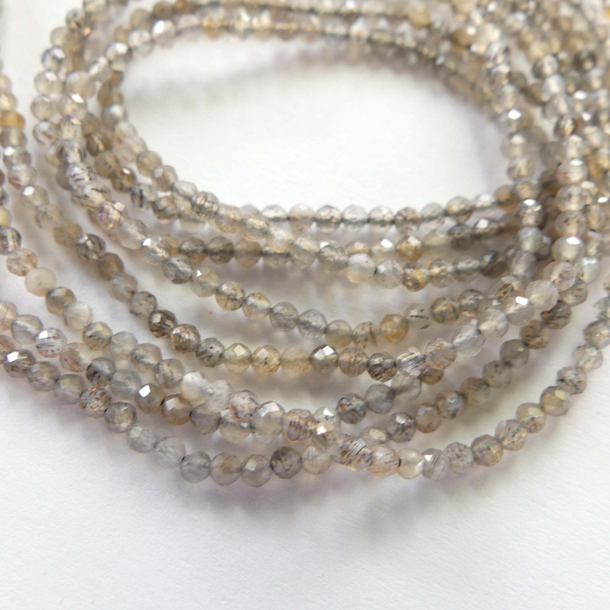 2mm Gray Sunstone Faceted Beads 15" Genuine Gemstone Beads for Jewelry Making Beading Craft Gift Beads Self-Love Abundance