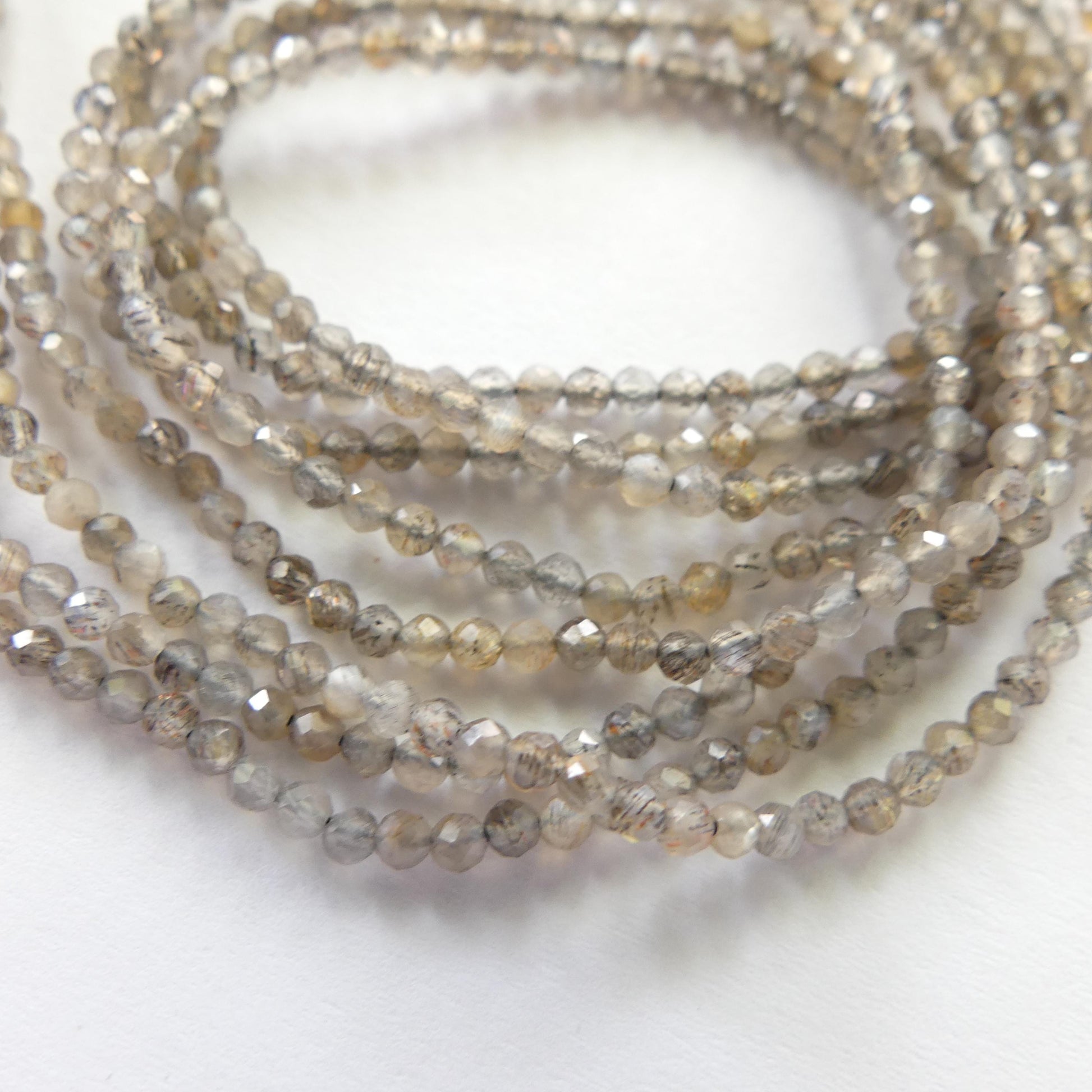 2mm Gray Sunstone Faceted Beads 15" Genuine Gemstone Beads for Jewelry Making Beading Craft Gift Beads Self-Love Abundance