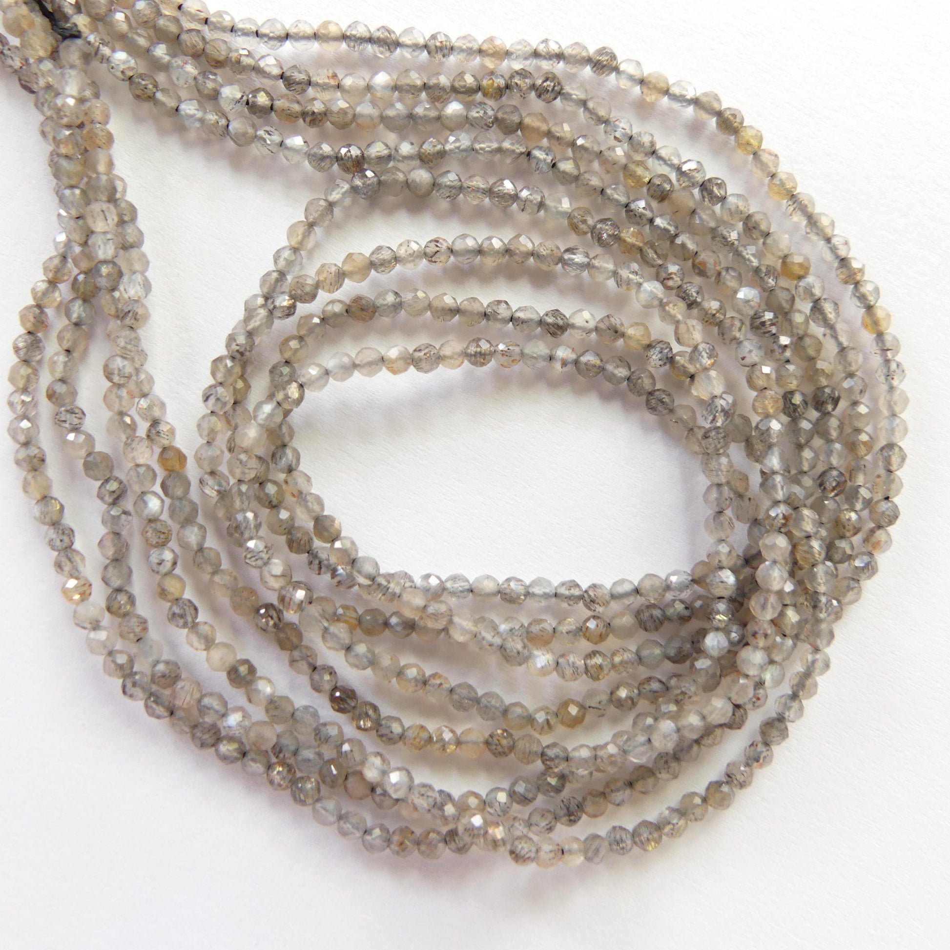 2mm Gray Sunstone Faceted Beads 15" Genuine Gemstone Beads for Jewelry Making Beading Craft Gift Beads Self-Love Abundance
