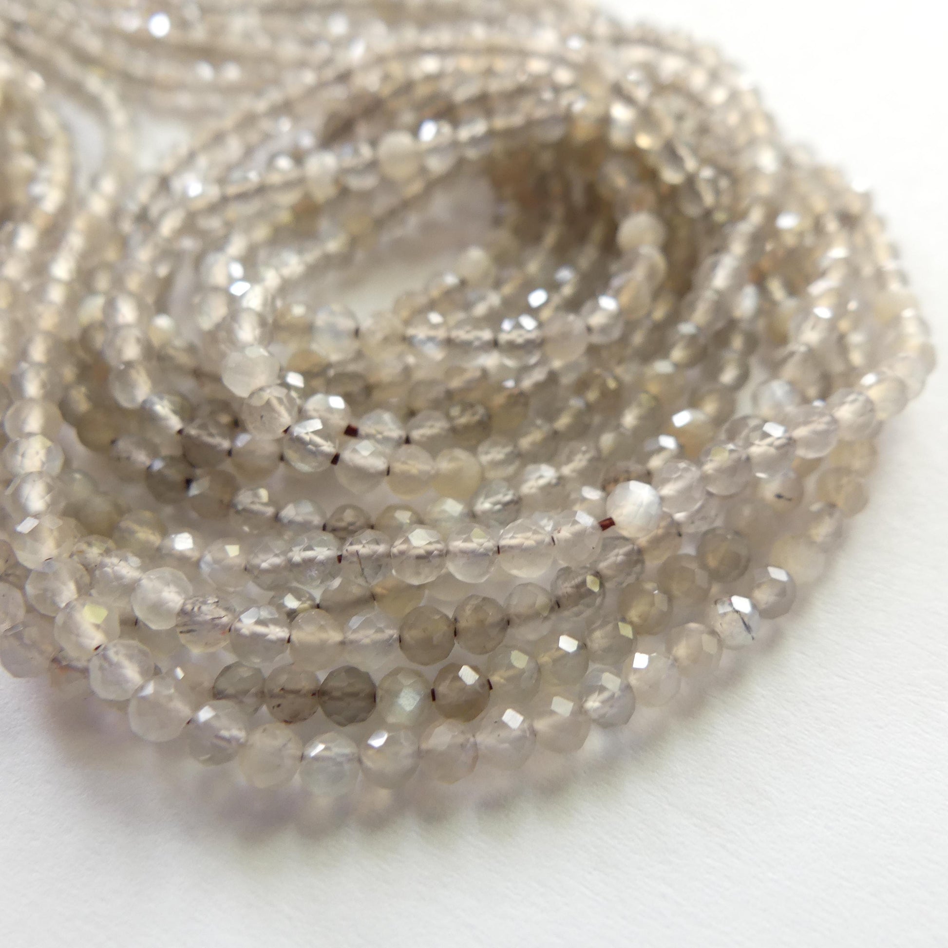 2.5mm Gray Moonstone Beads Faceted 15" Moonstone Gemstone Beads Beading Crafter Gift June Birthstone DIY Jewelry Fertility Stone