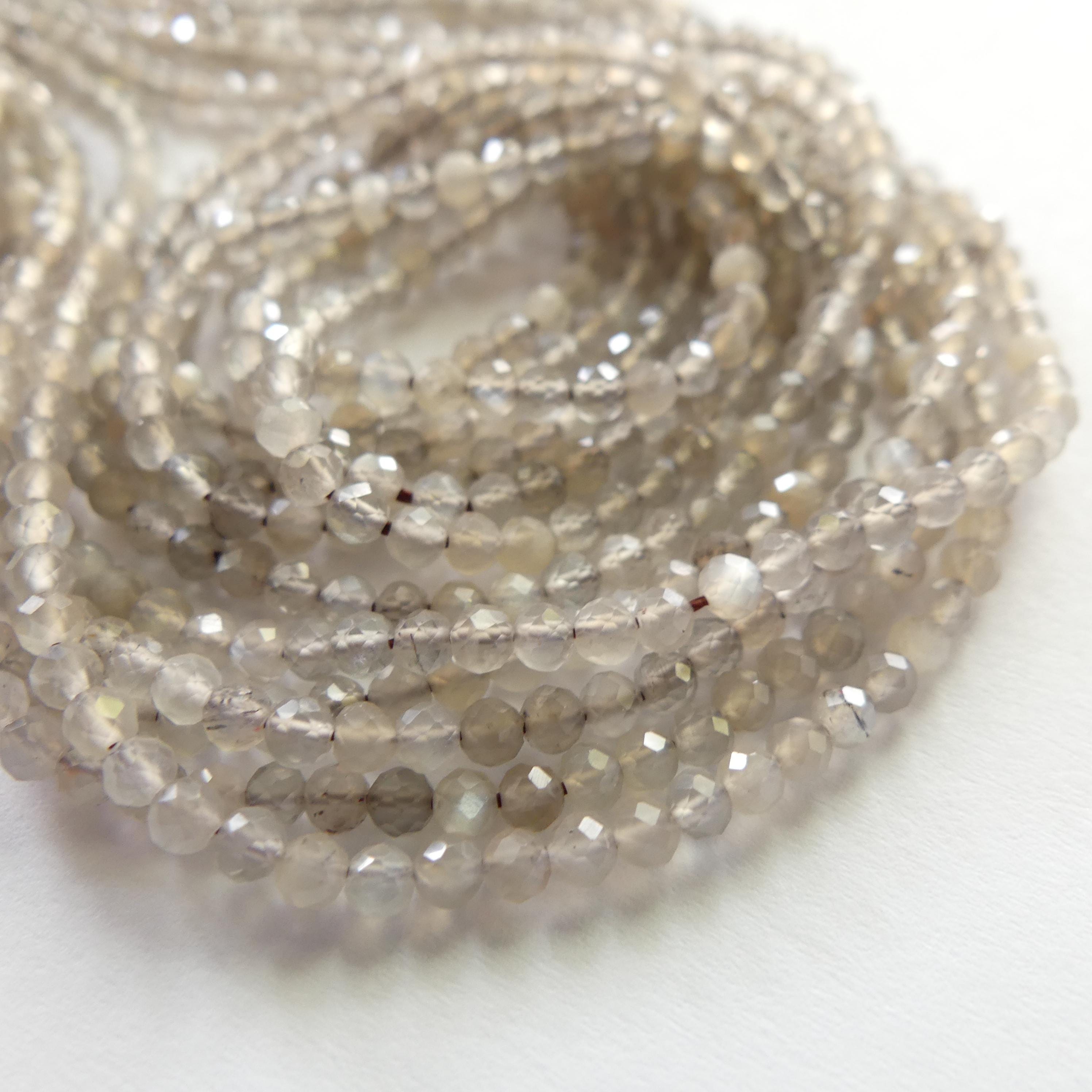 2.5mm Gray Moonstone Beads Faceted 15" Moonstone Gemstone Beads Beading Crafter Gift June Birthstone DIY Jewelry Fertility Stone