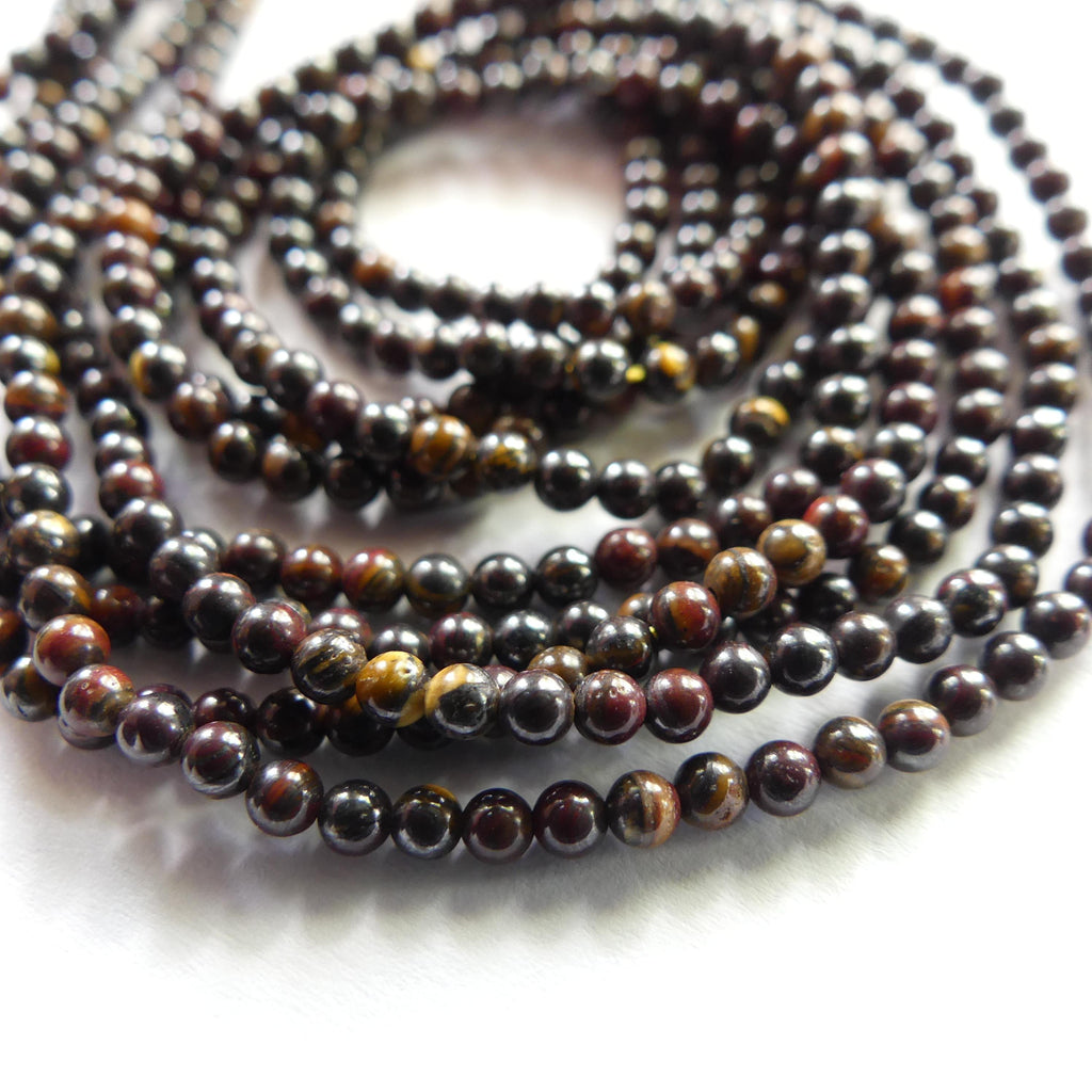 2mm Tigers Iron Beads Smooth Genuine Tiny Beads 15" Gemstone Beads for Jewelry Making Beading Craft Gift Seed Beads Brown