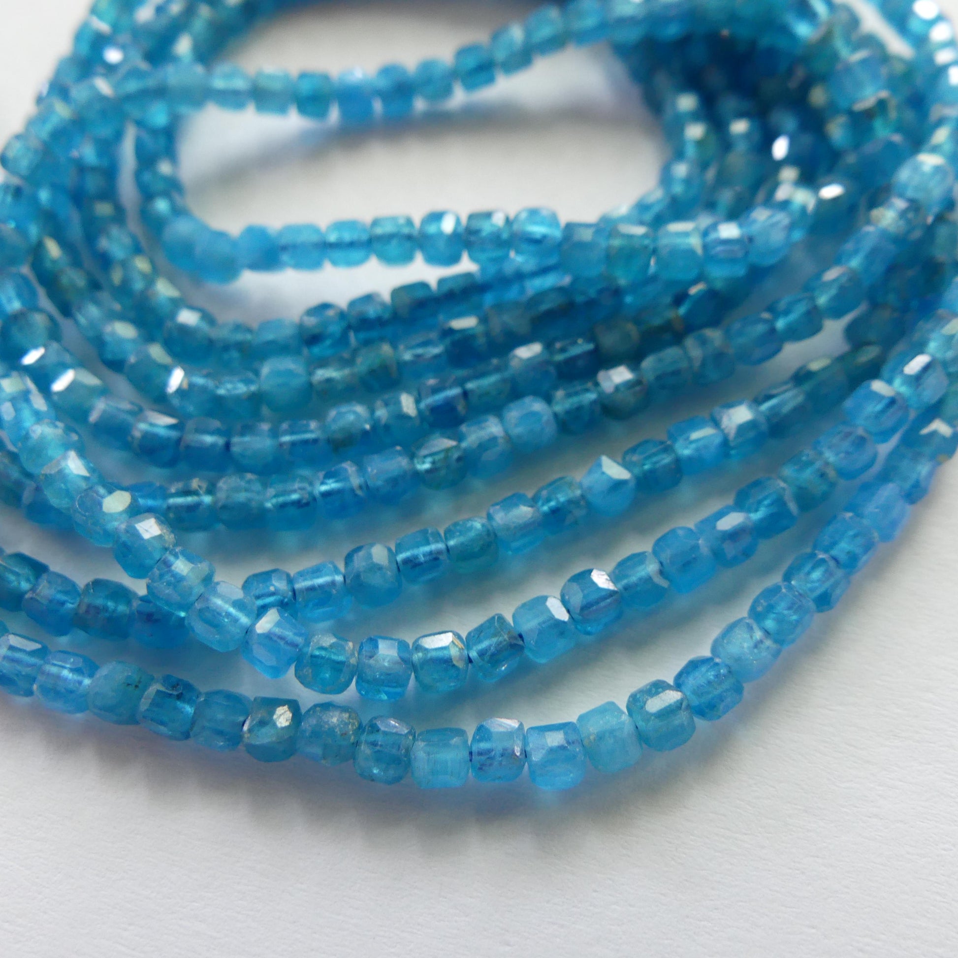 2.5mm Blue Apatite Cube Beads Faceted 15" Genuine Gemstone Beads for Jewelry Making Beading Craft Gift Beads