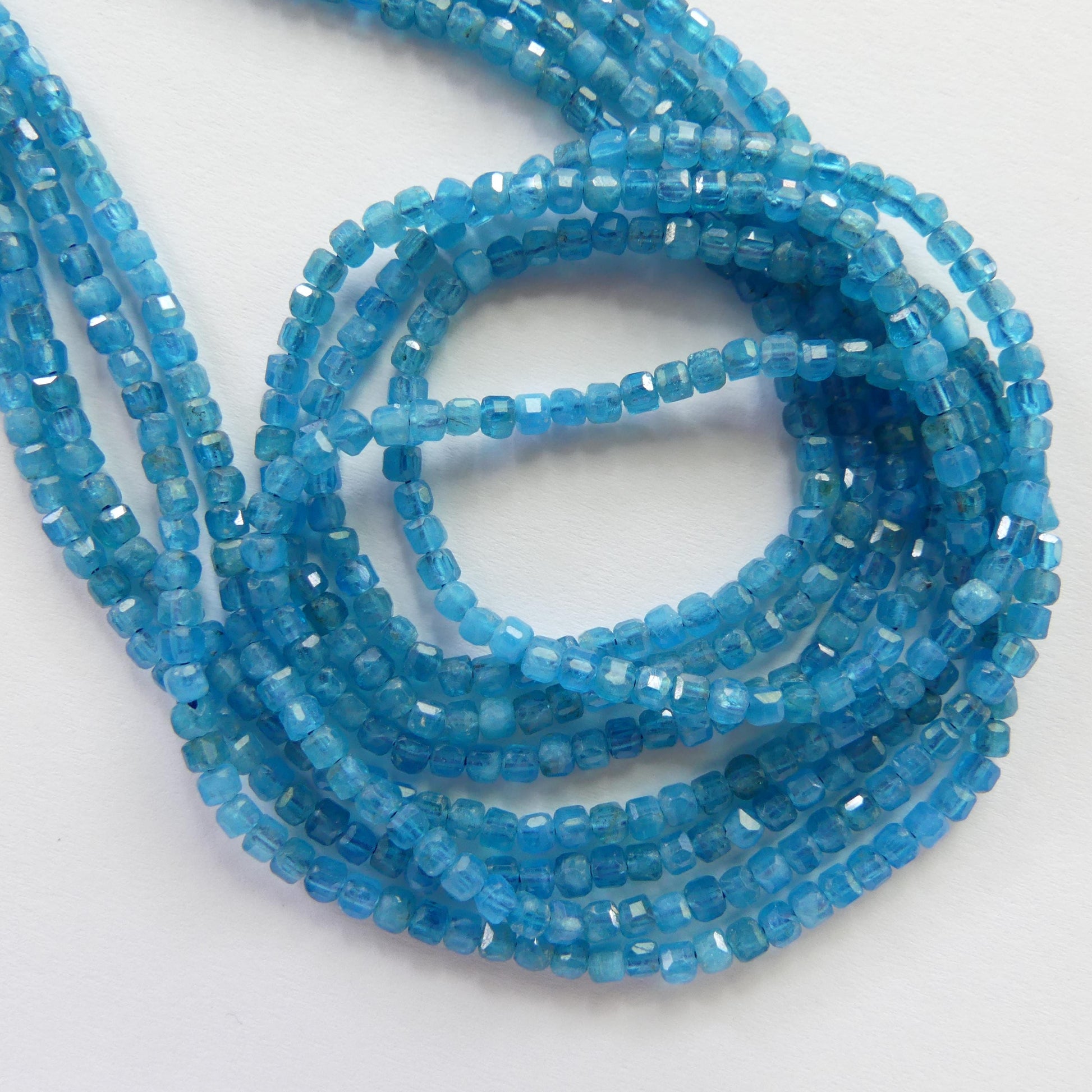 2.5mm Blue Apatite Cube Beads Faceted 15" Genuine Gemstone Beads for Jewelry Making Beading Craft Gift Beads