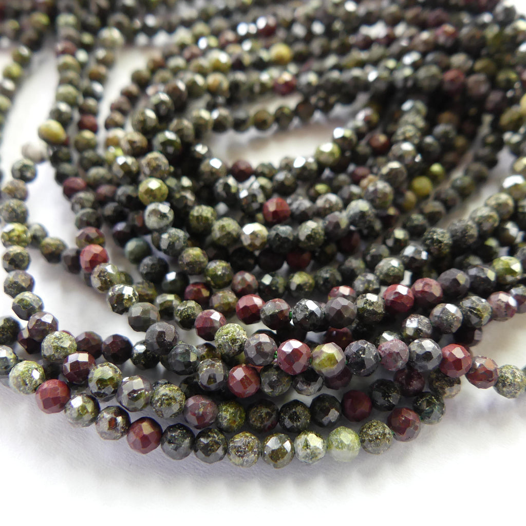 2.5mm Dragon Bloodstone Beads Faceted Genuine Dragon Blood Jasper Beads 15" Gemstone Beads for DIY Jewelry Making Gift for Crafter
