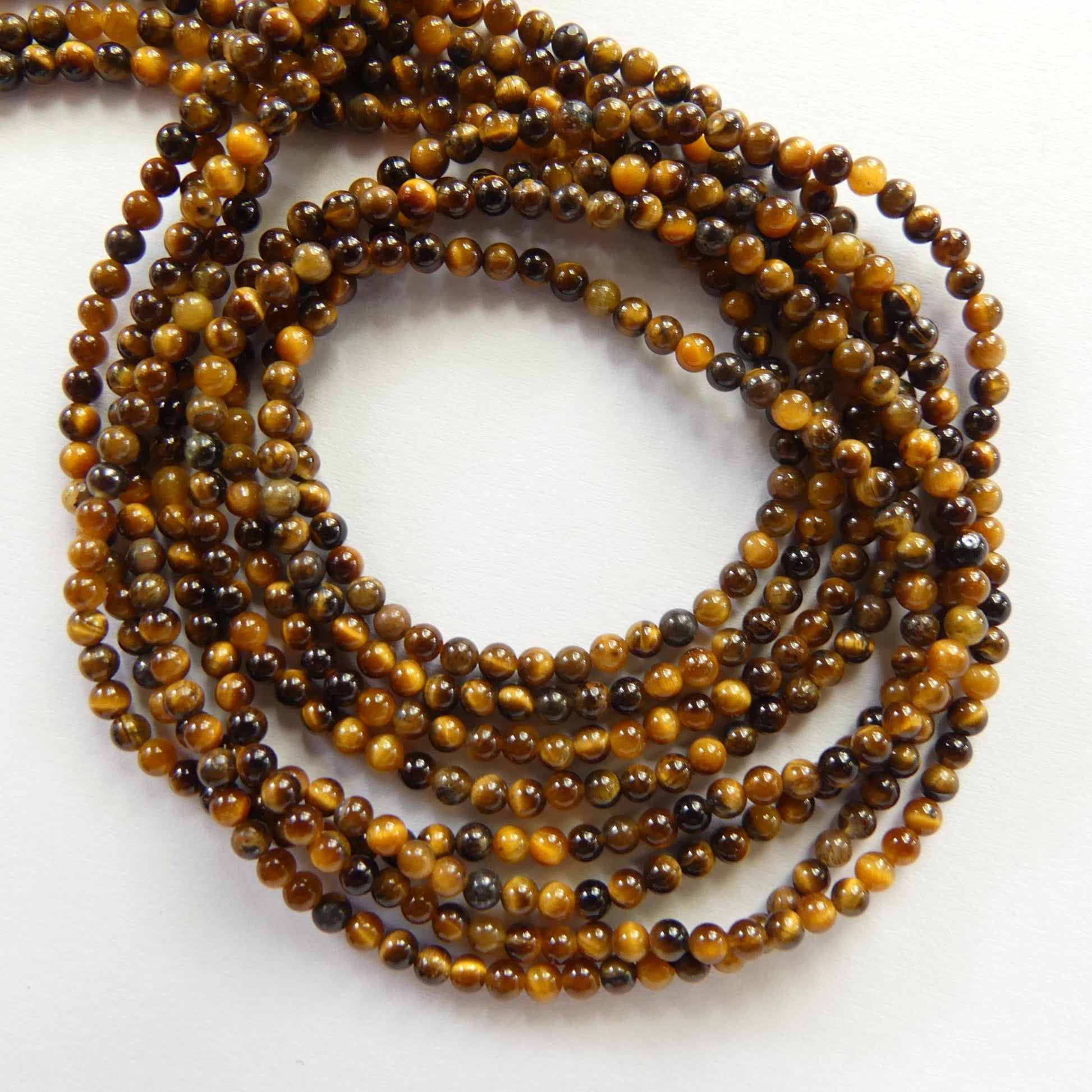 2mm Tiger's Eye Beads Smooth Tigers Eye Genuine Tiny Beads 15" Gemstone Beads for Jewelry Making Beading Craft Gift Seed Beads Brown