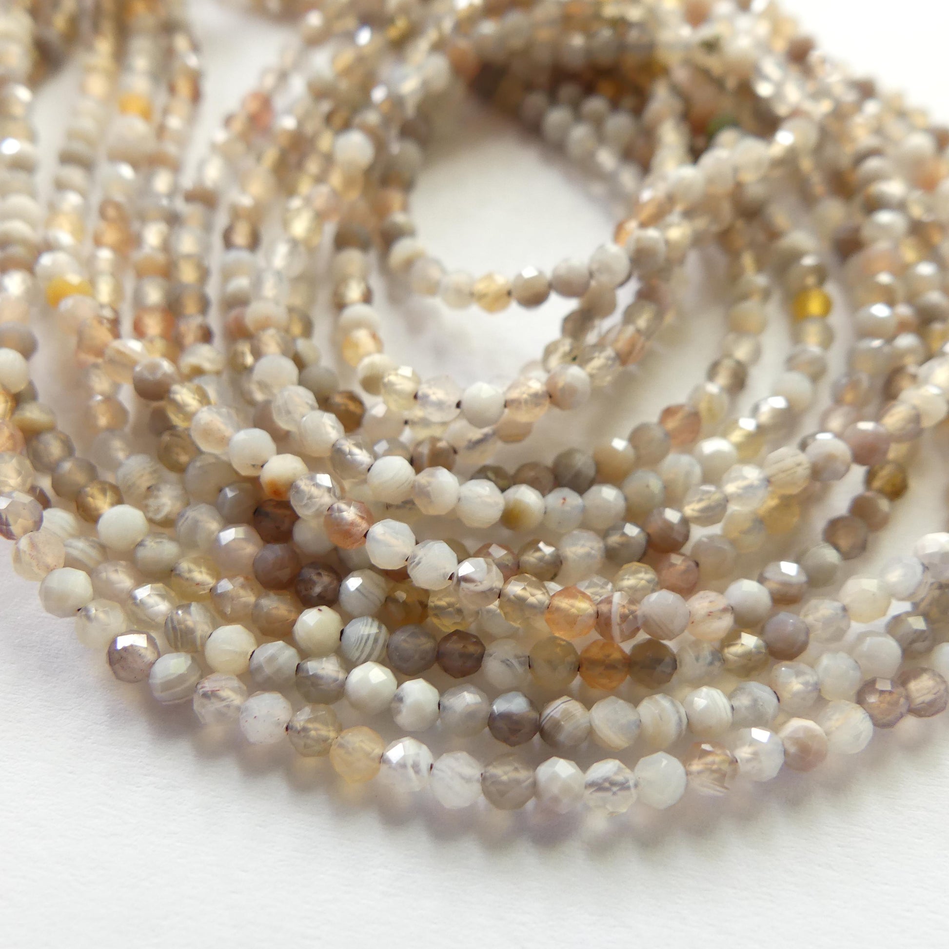 2mm Botswana Agate Beads Faceted Genuine Tiny Agate Beads 15" Gemstone Beads for Jewelry Making Beading Gift for crafter