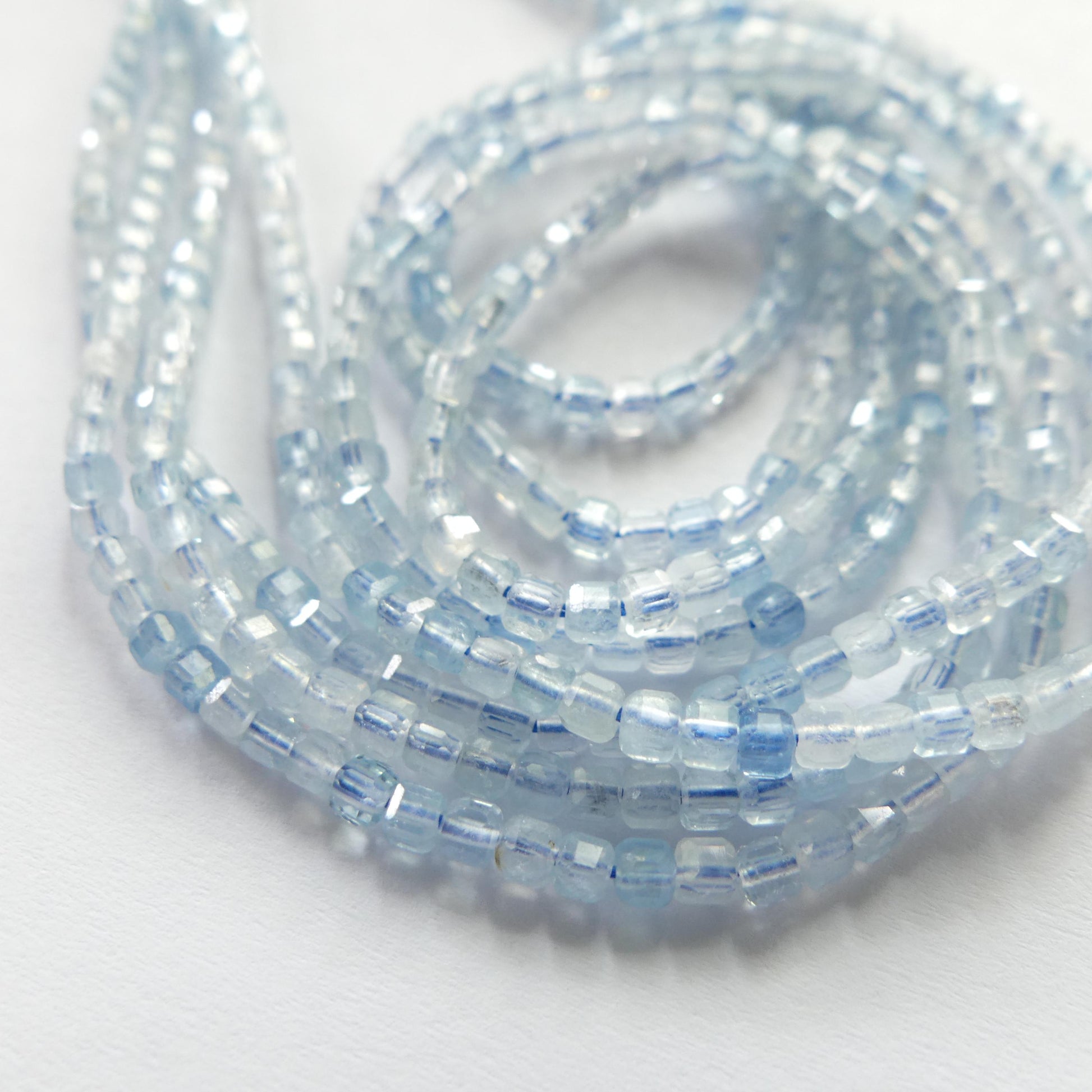 2mm AAA Aquamarine Beads Cube Faceted 15" Raw Genuine Gemstone Beads for Jewelry Making Beading Craft Gift Beads March Birthstone